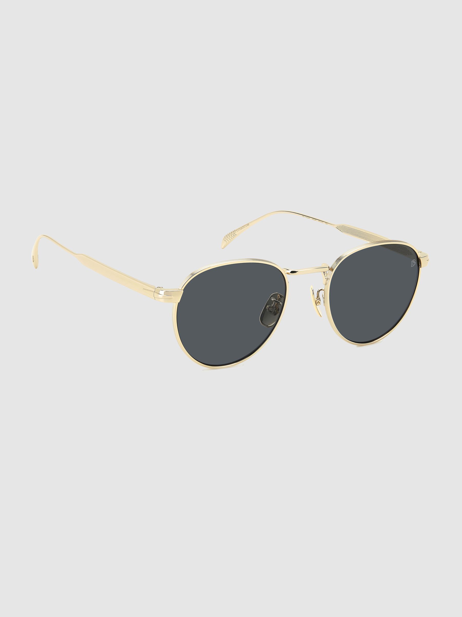 Eyewear by David Beckham Round Trim Sunglasses in Gold/Black - image 1
