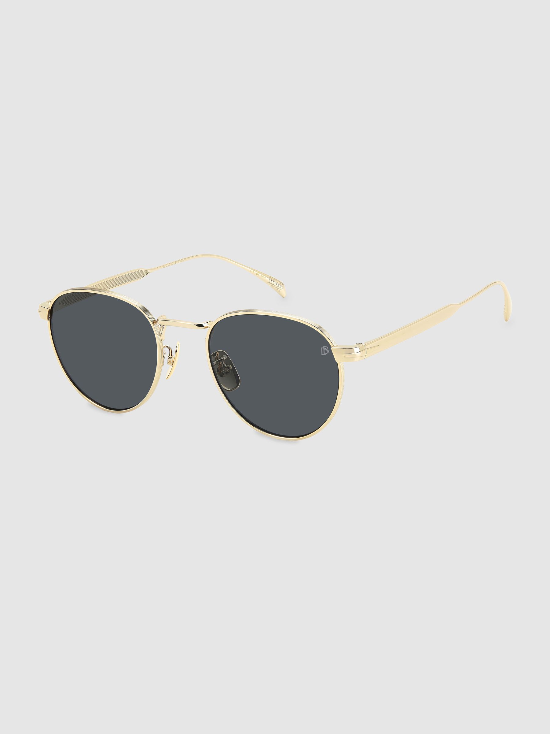 Eyewear by David Beckham Round Trim Sunglasses in Gold/Black - image 2