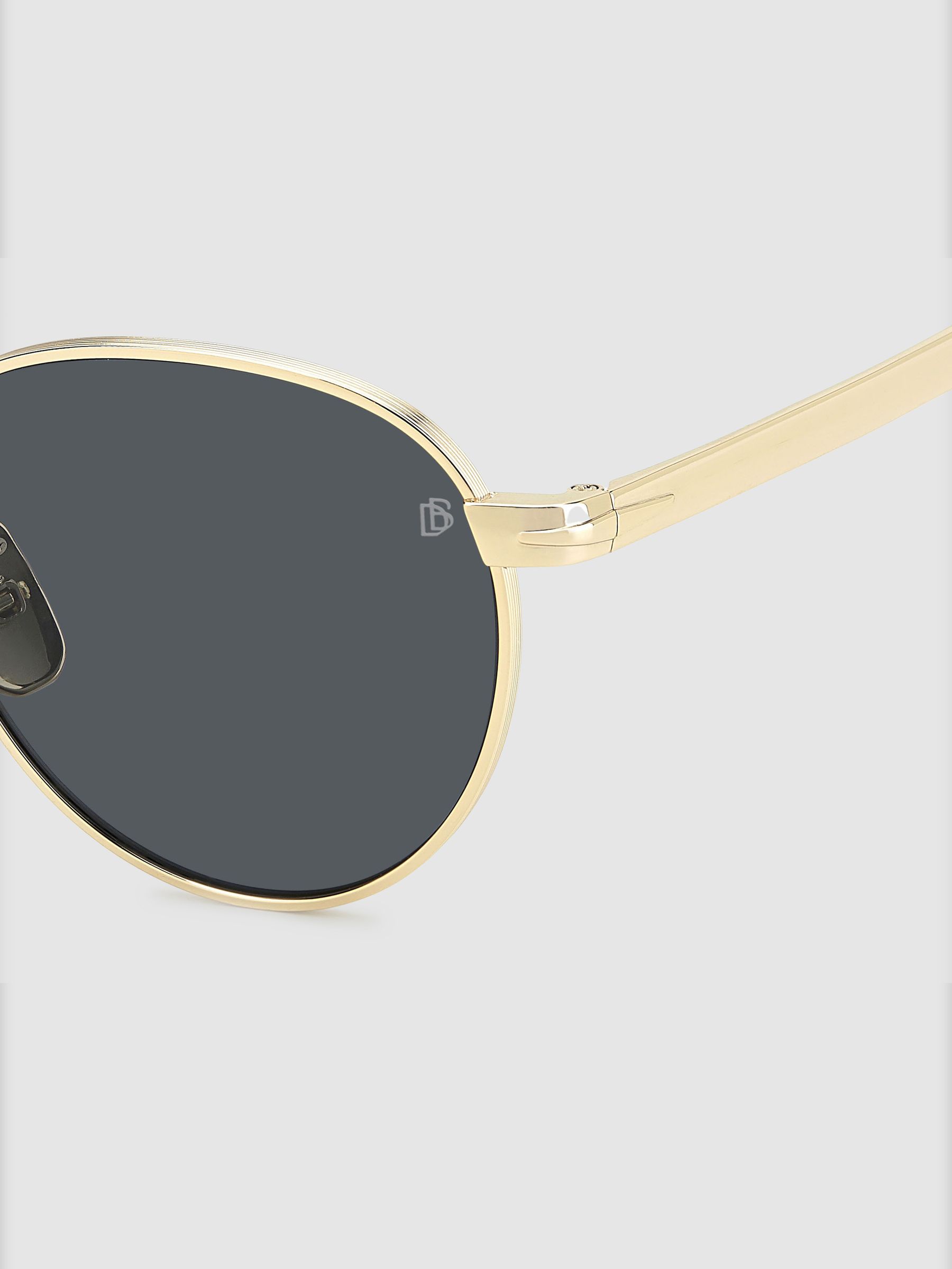 Eyewear by David Beckham Round Trim Sunglasses in Gold/Black - image 3