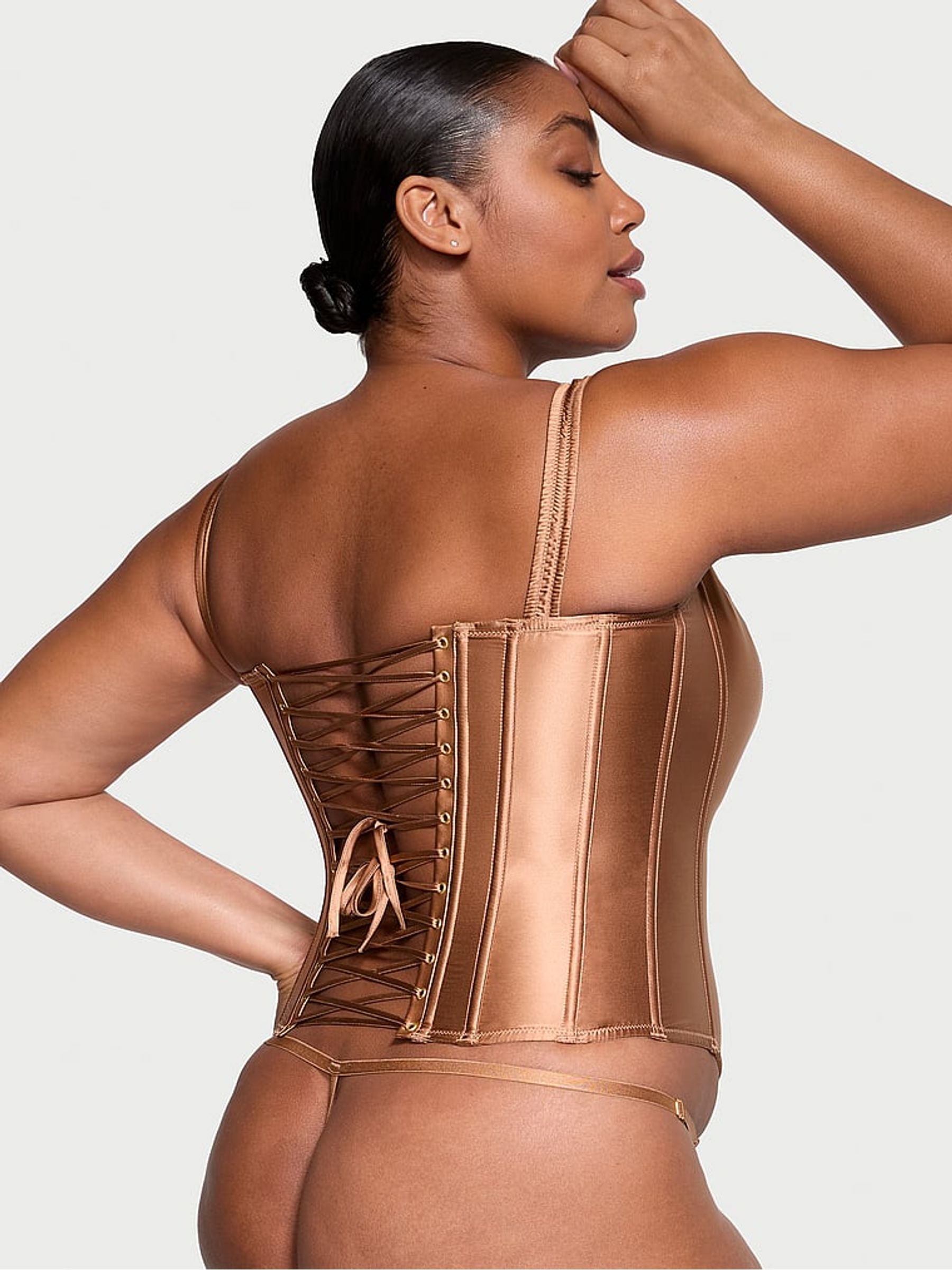 Toffee Nude Archive Satin Corset and Knicker Set - Image 2 of 3