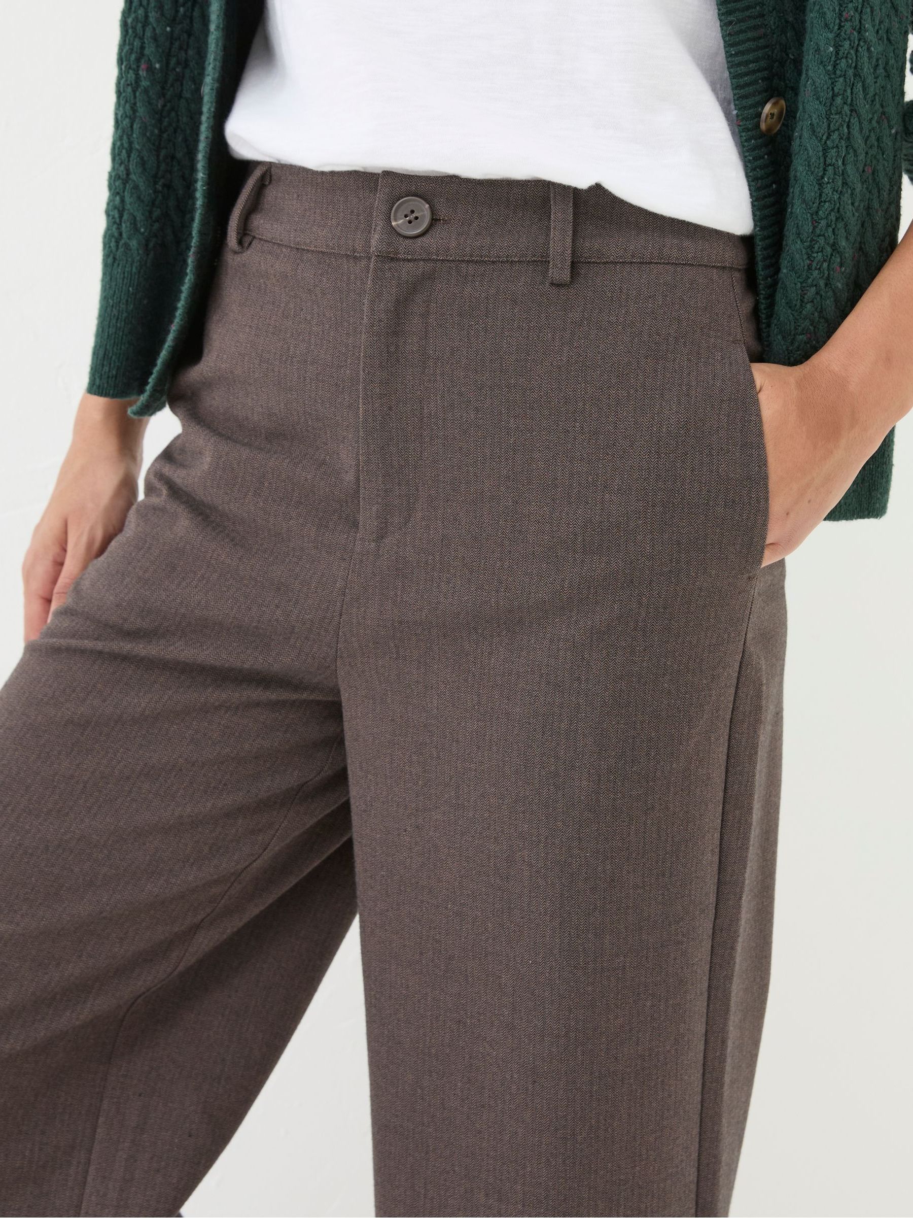 Presley Brown Herringbone Trousers - Image 4 of 5