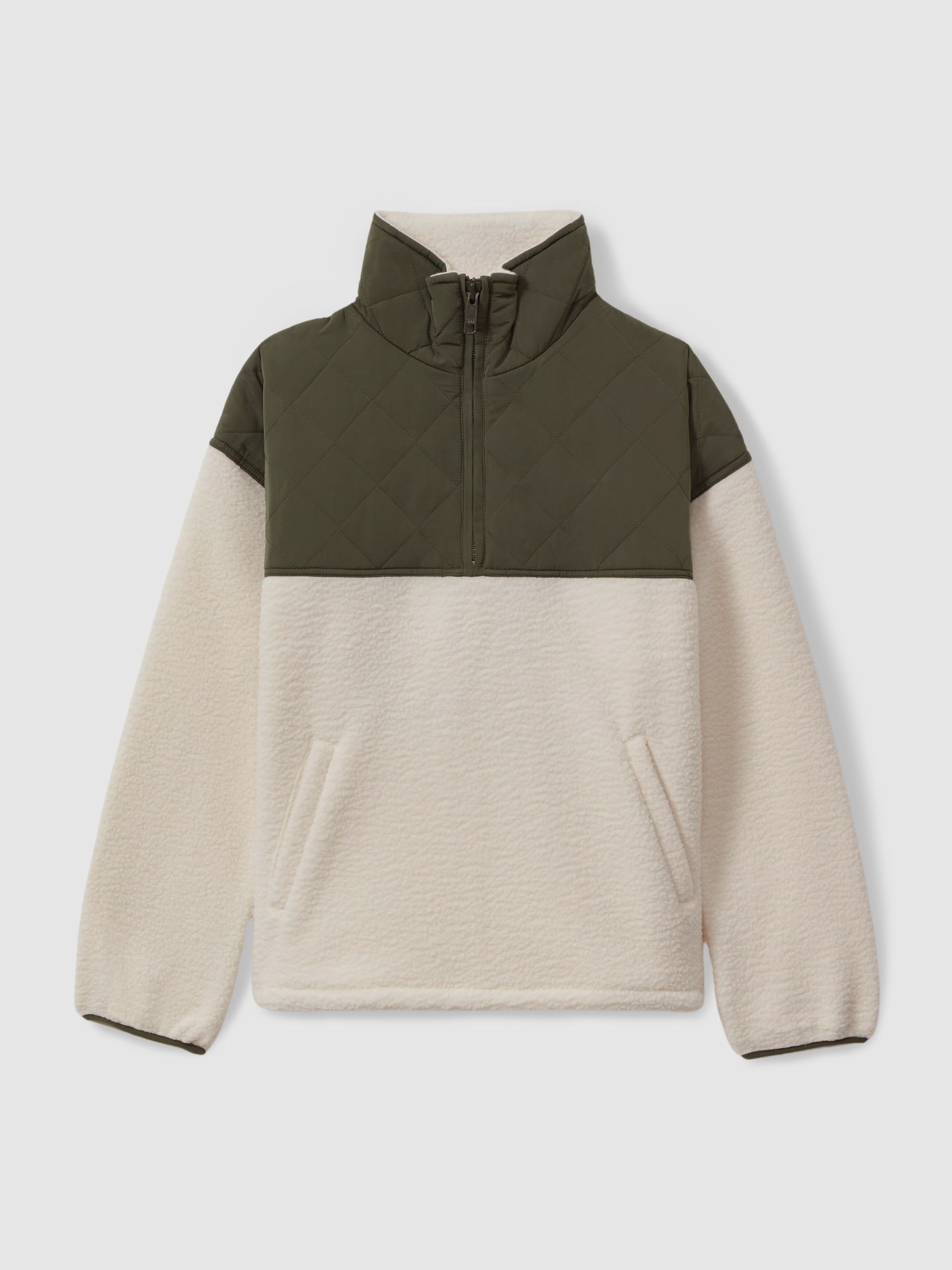 The Upside Fleece Quilted Sweatshirt in Neutral/Green - Image 1 of 5