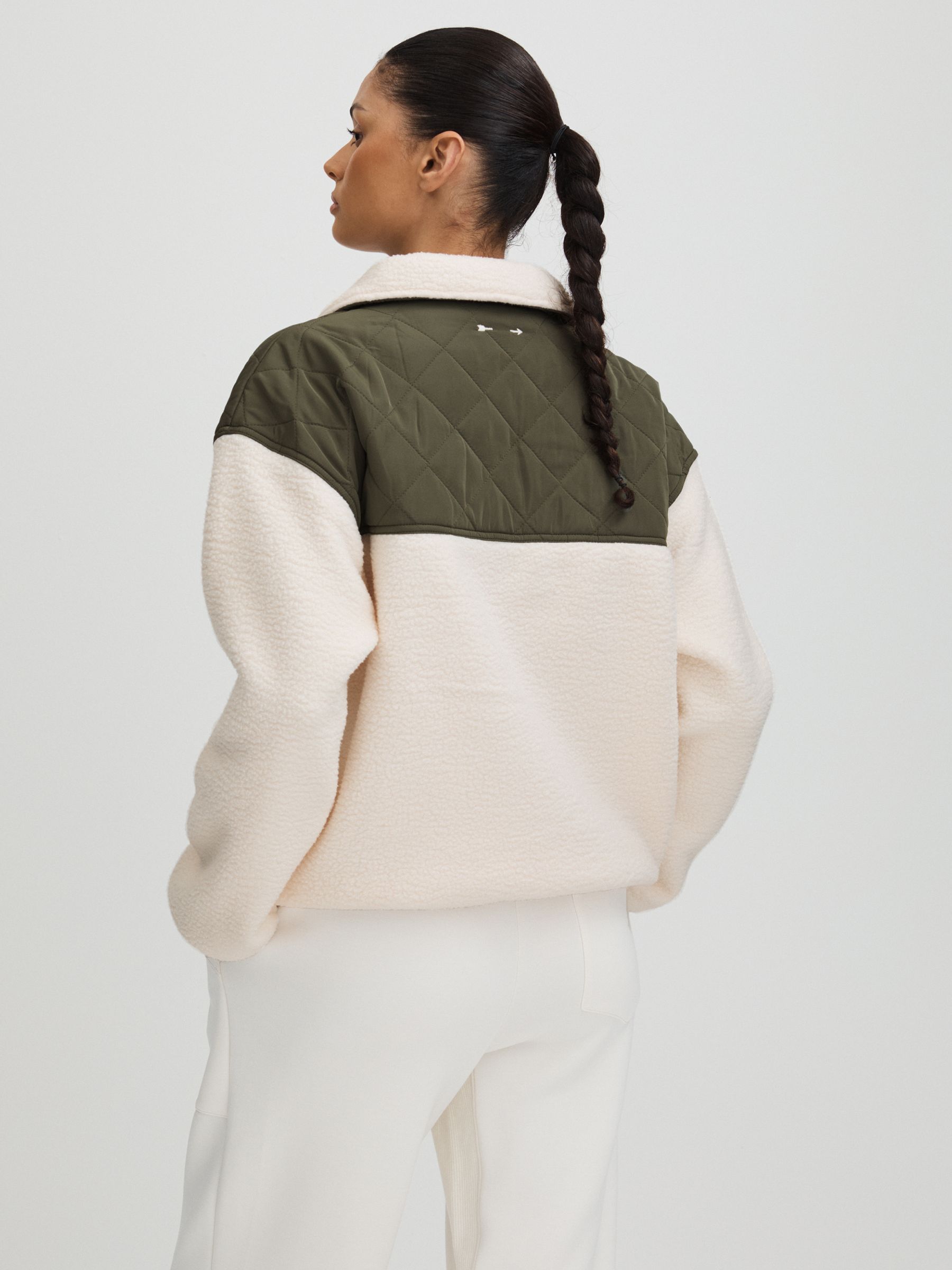 The Upside Fleece Quilted Sweatshirt in Neutral/Green - Image 4 of 5