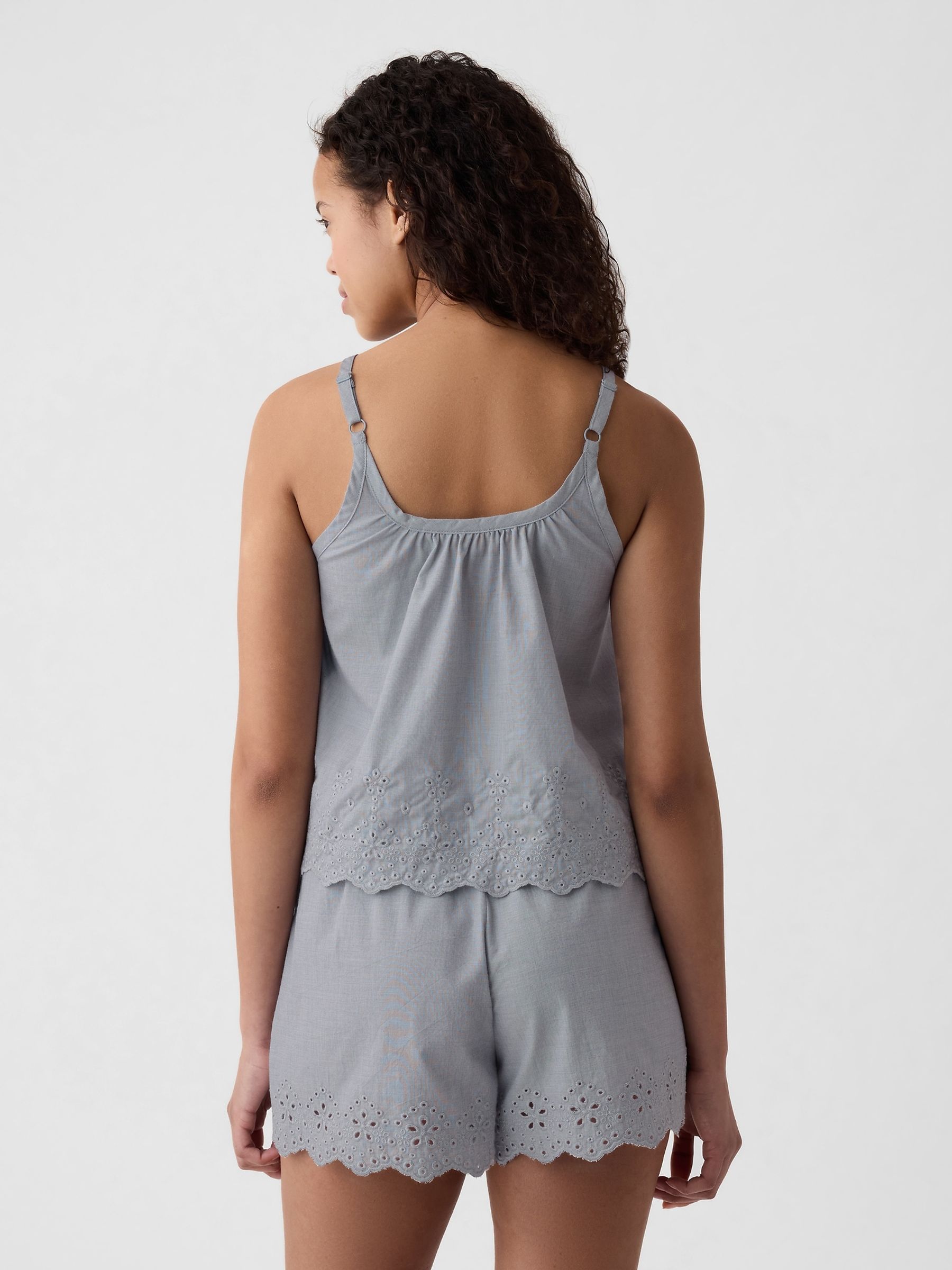 Grey Eyelet Poplin Pyjama Vest - Image 2 of 4