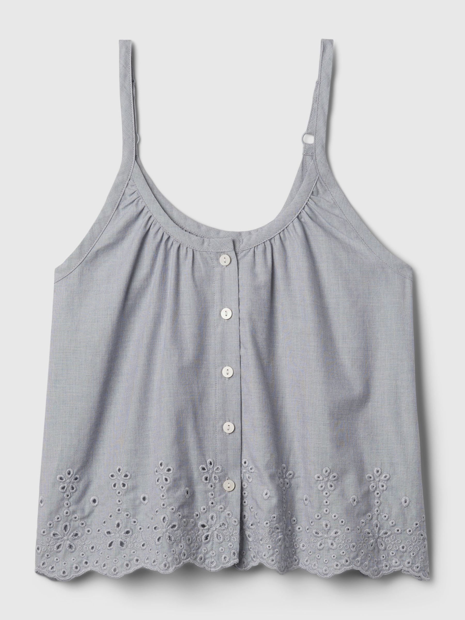 Grey Eyelet Poplin Pyjama Vest - Image 4 of 4