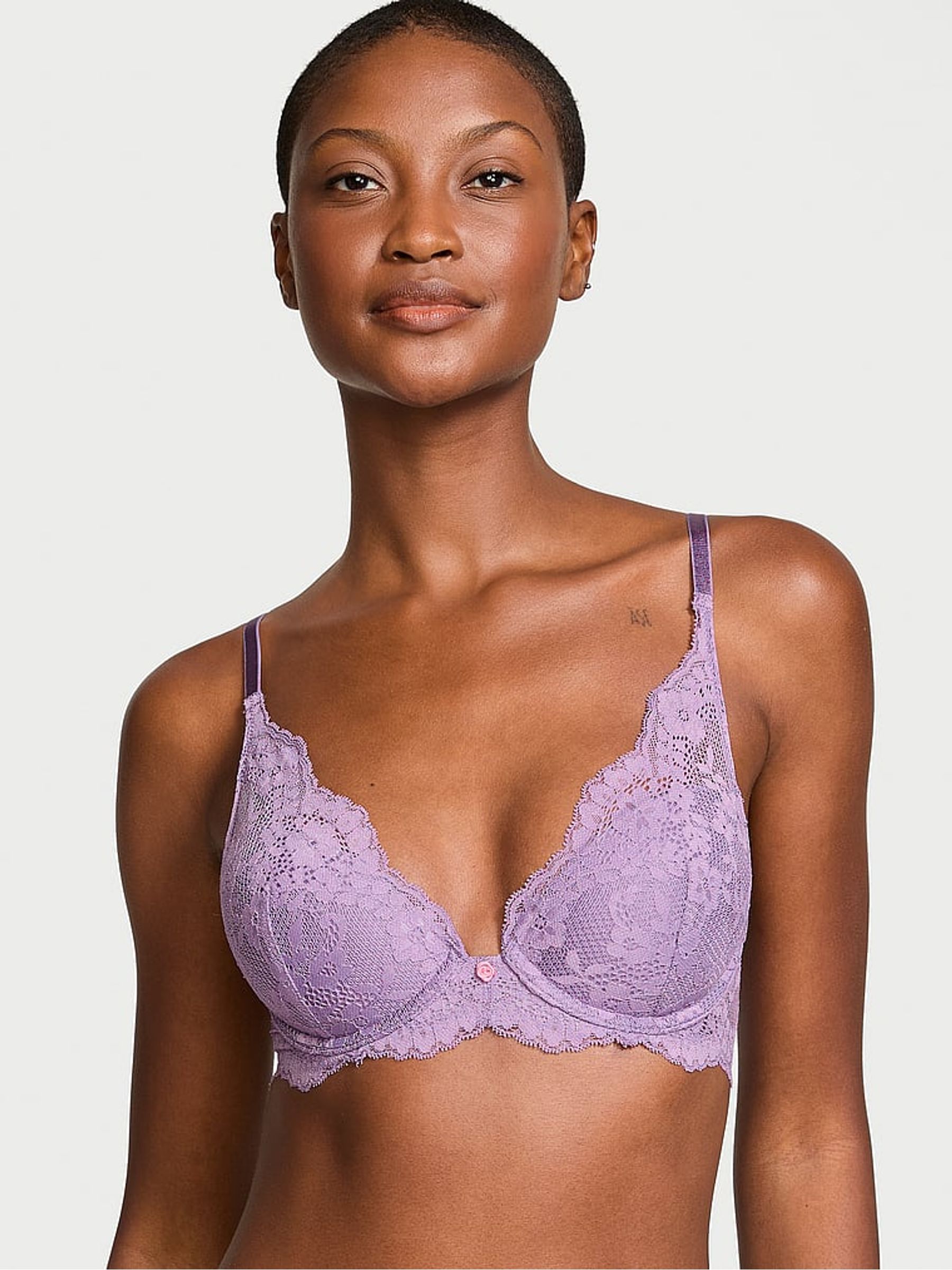 Frozen Plum Purple Lace Half Pad Plunge Bra - Image 1 of 3