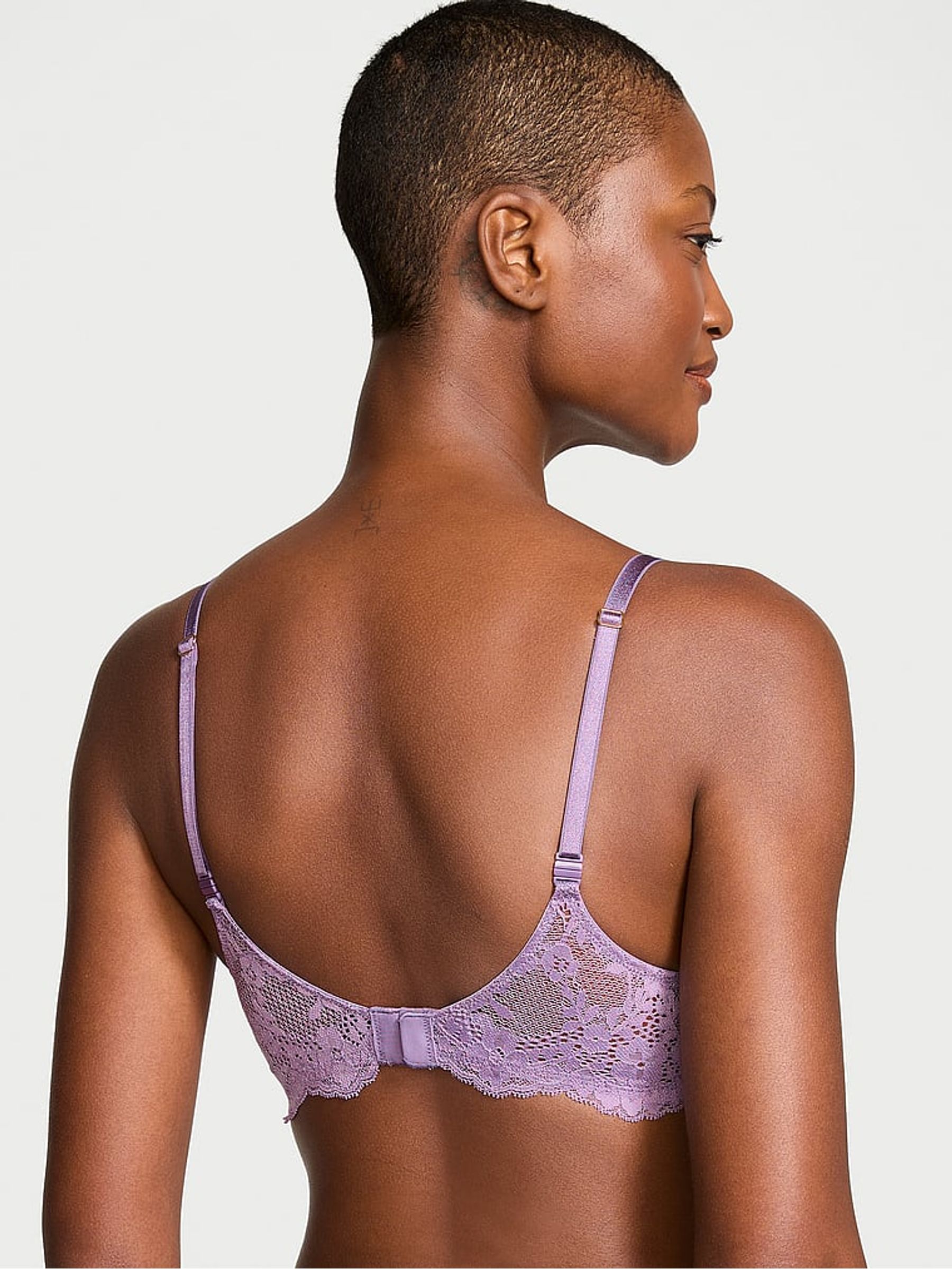 Frozen Plum Purple Lace Half Pad Plunge Bra - Image 2 of 3