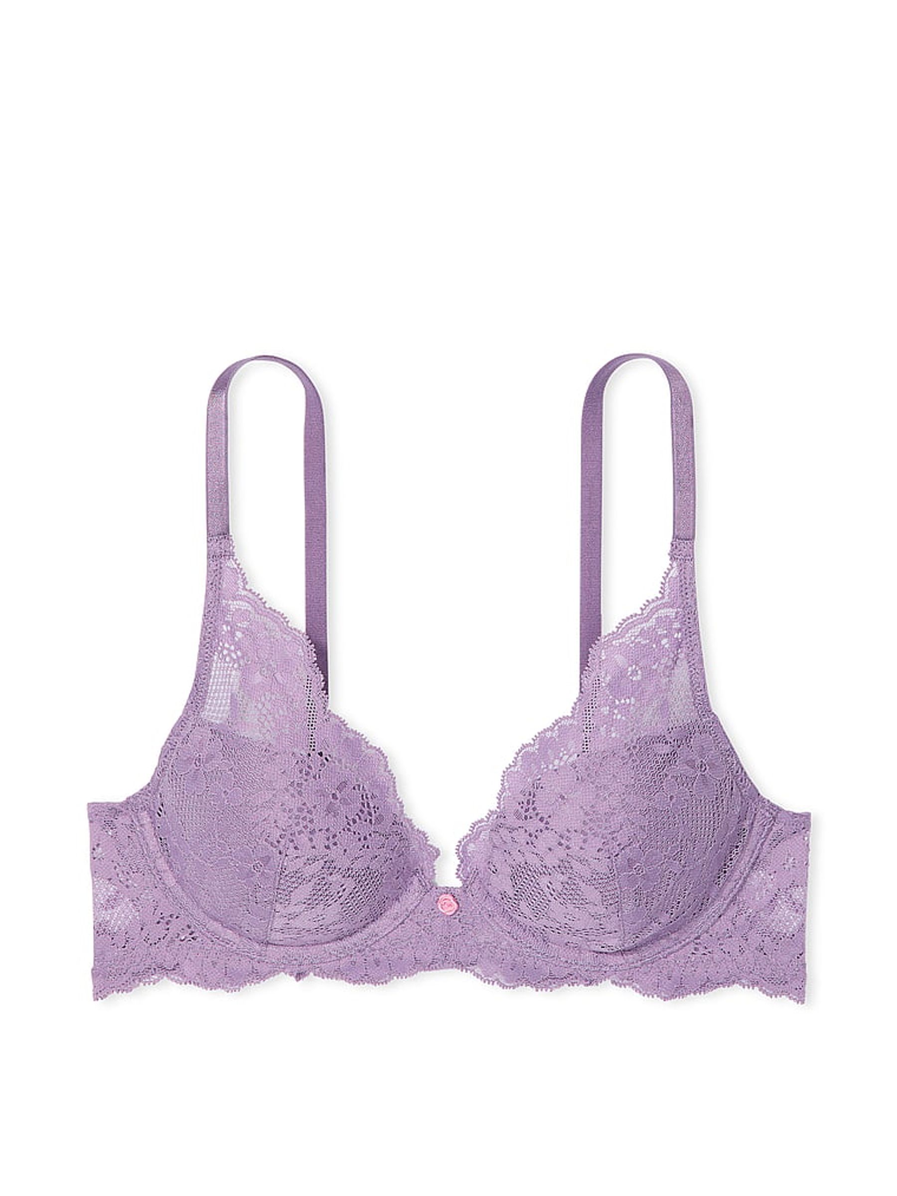 Frozen Plum Purple Lace Half Pad Plunge Bra - Image 3 of 3