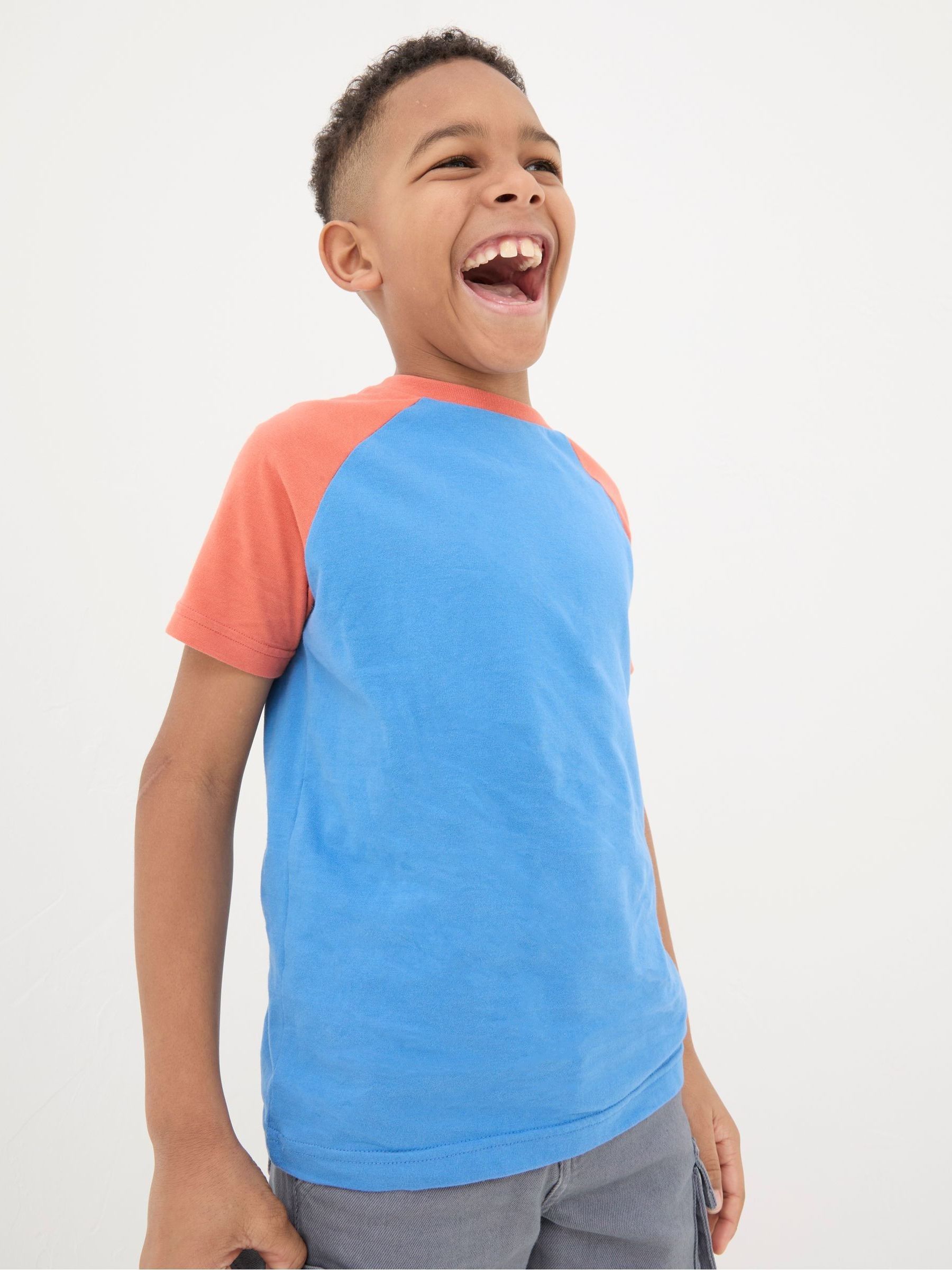 White/Blue 100% Cotton Short Sleeve T-Shirts 3 Pack - Image 4 of 7
