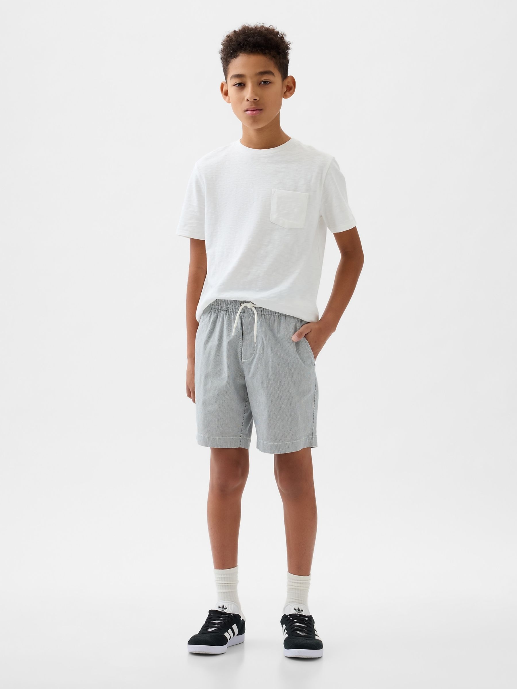 Blue Stripe Easy Pull On Shorts (4-13yrs) - Image 3 of 5