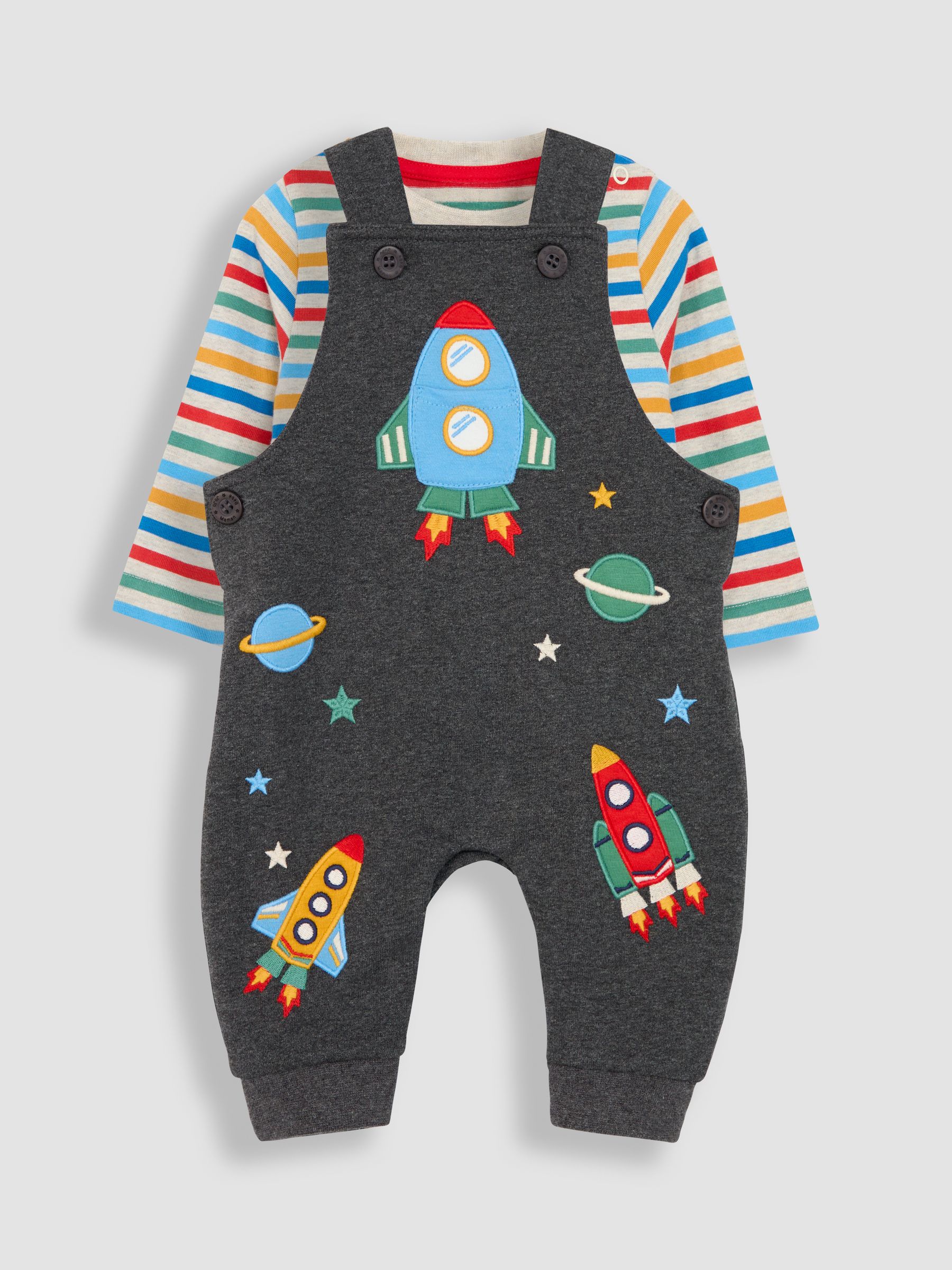 Charcoal Appliqué Dungarees & Top Set - Image 1 of 6