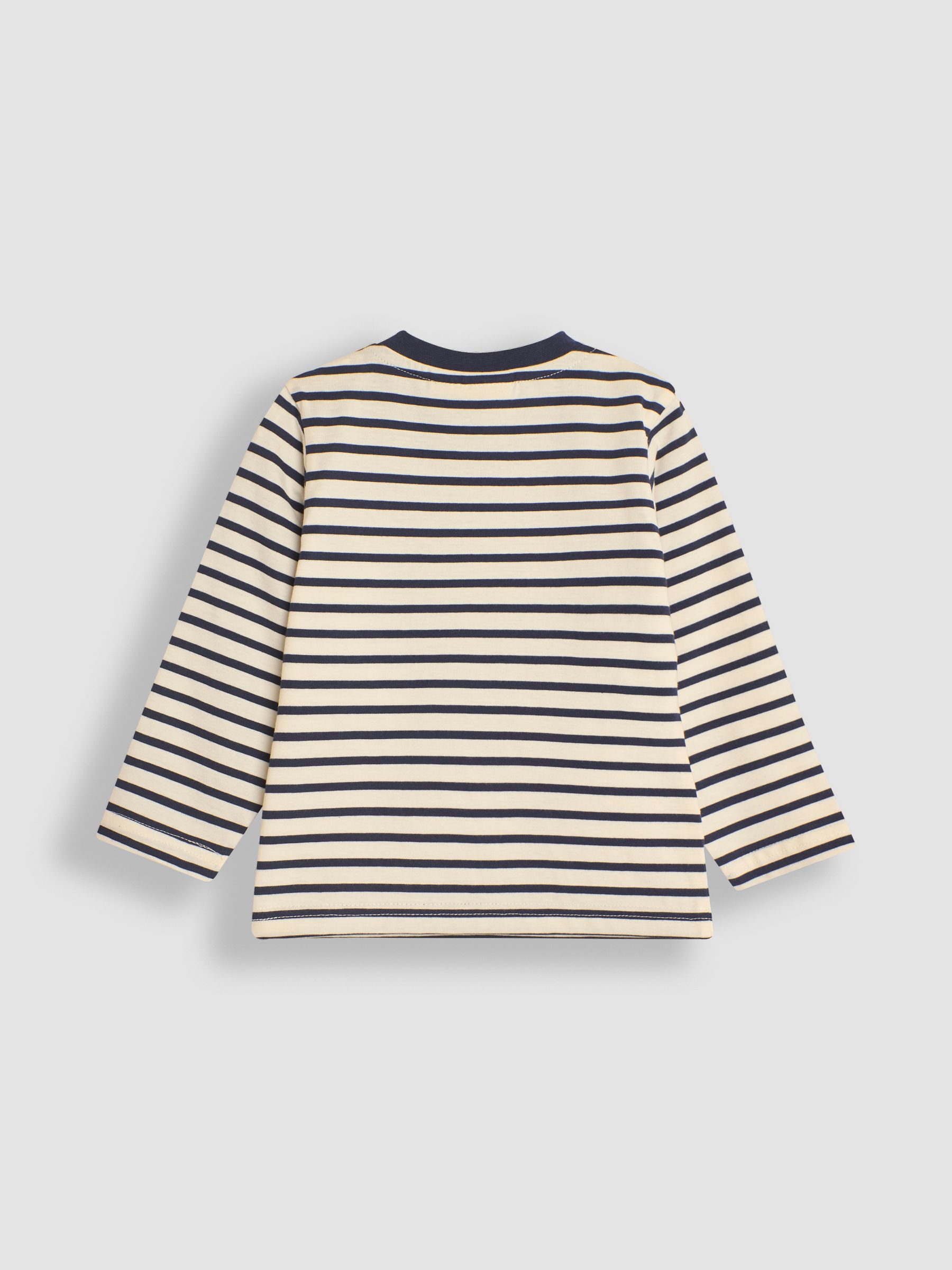 Ecru Navy Stripe Safari Animals Appliqué Border Top - Image 2 of 3