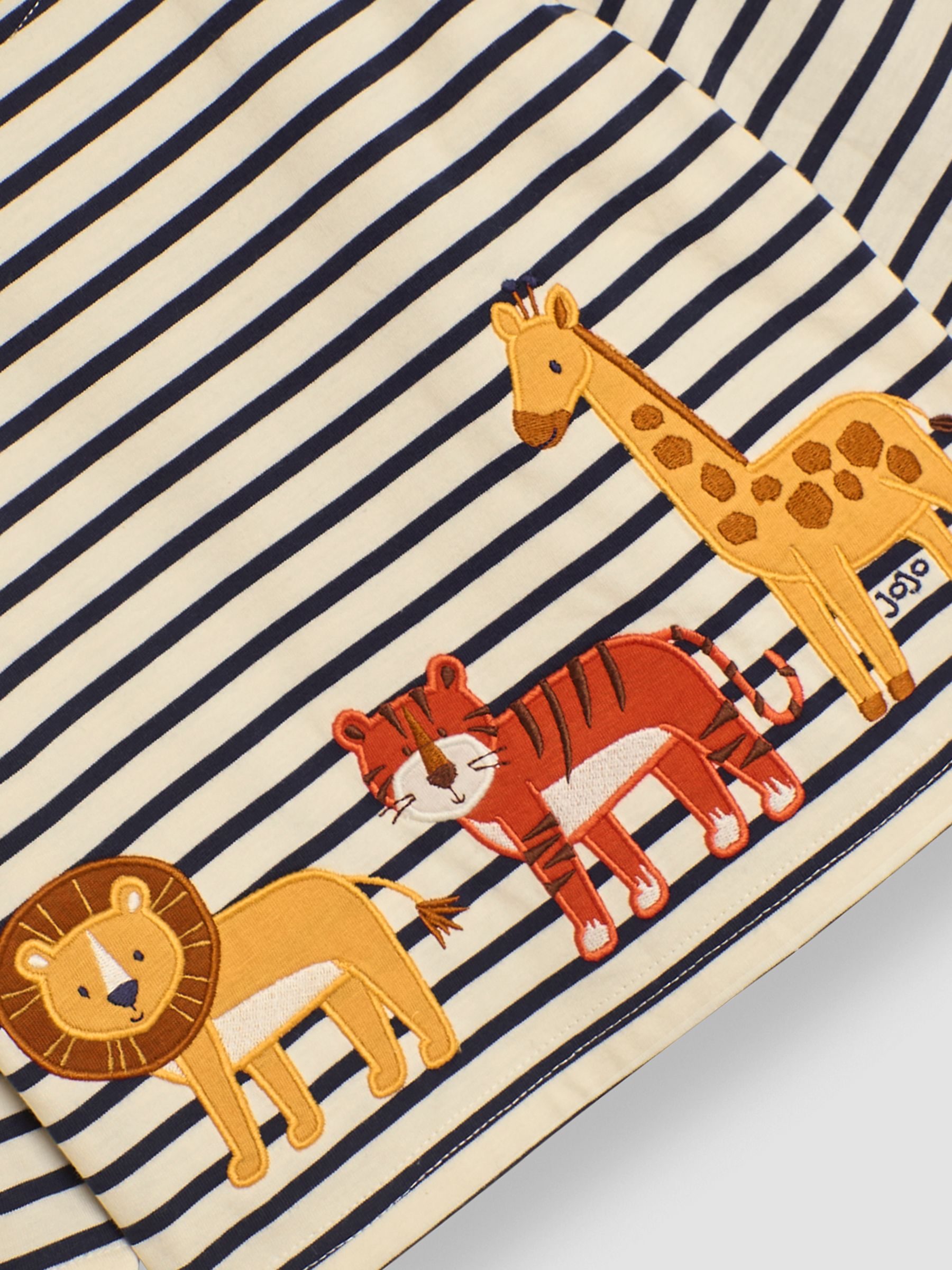Ecru Navy Stripe Safari Animals Appliqué Border Top - Image 3 of 3