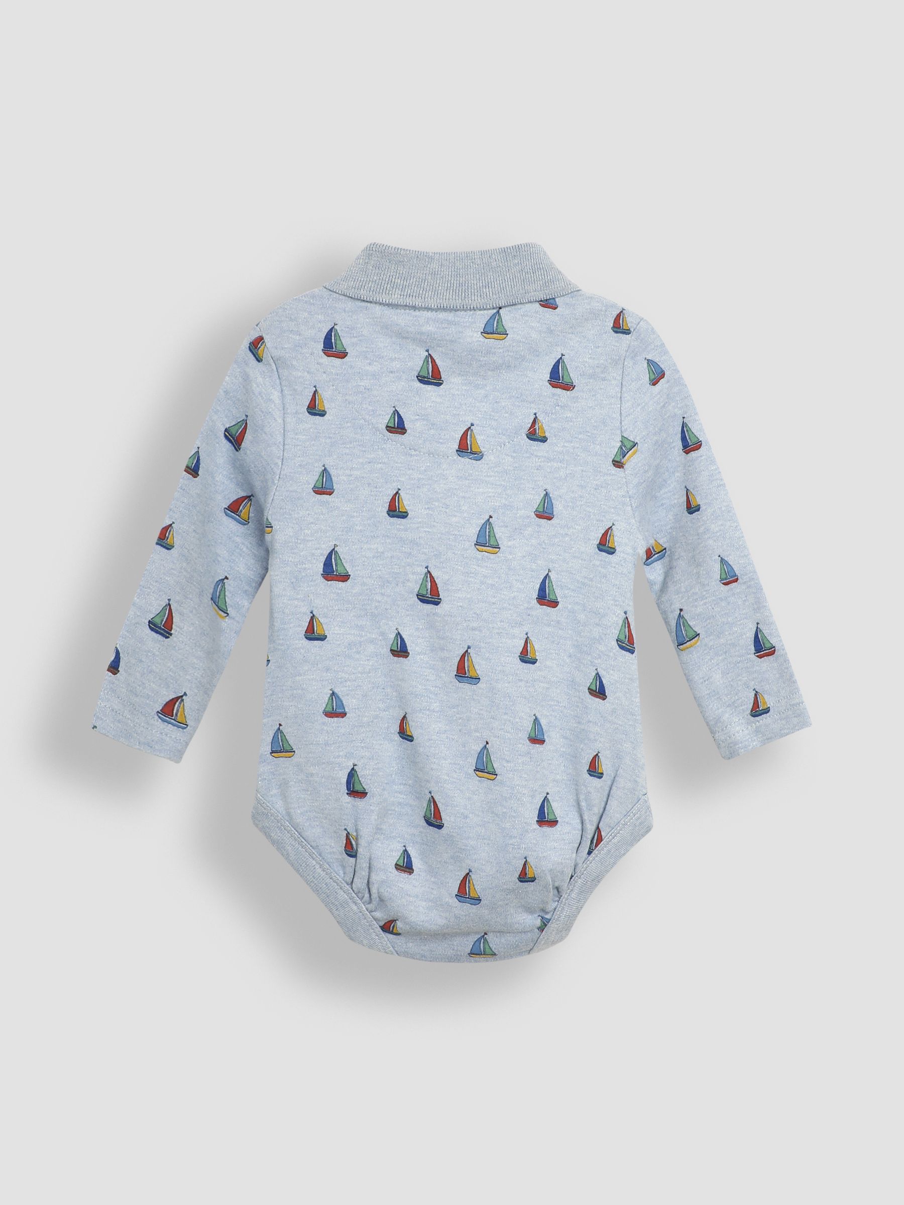Light Blue Sailboat Printed Polo Shirt Bodysuit - Image 2 of 3
