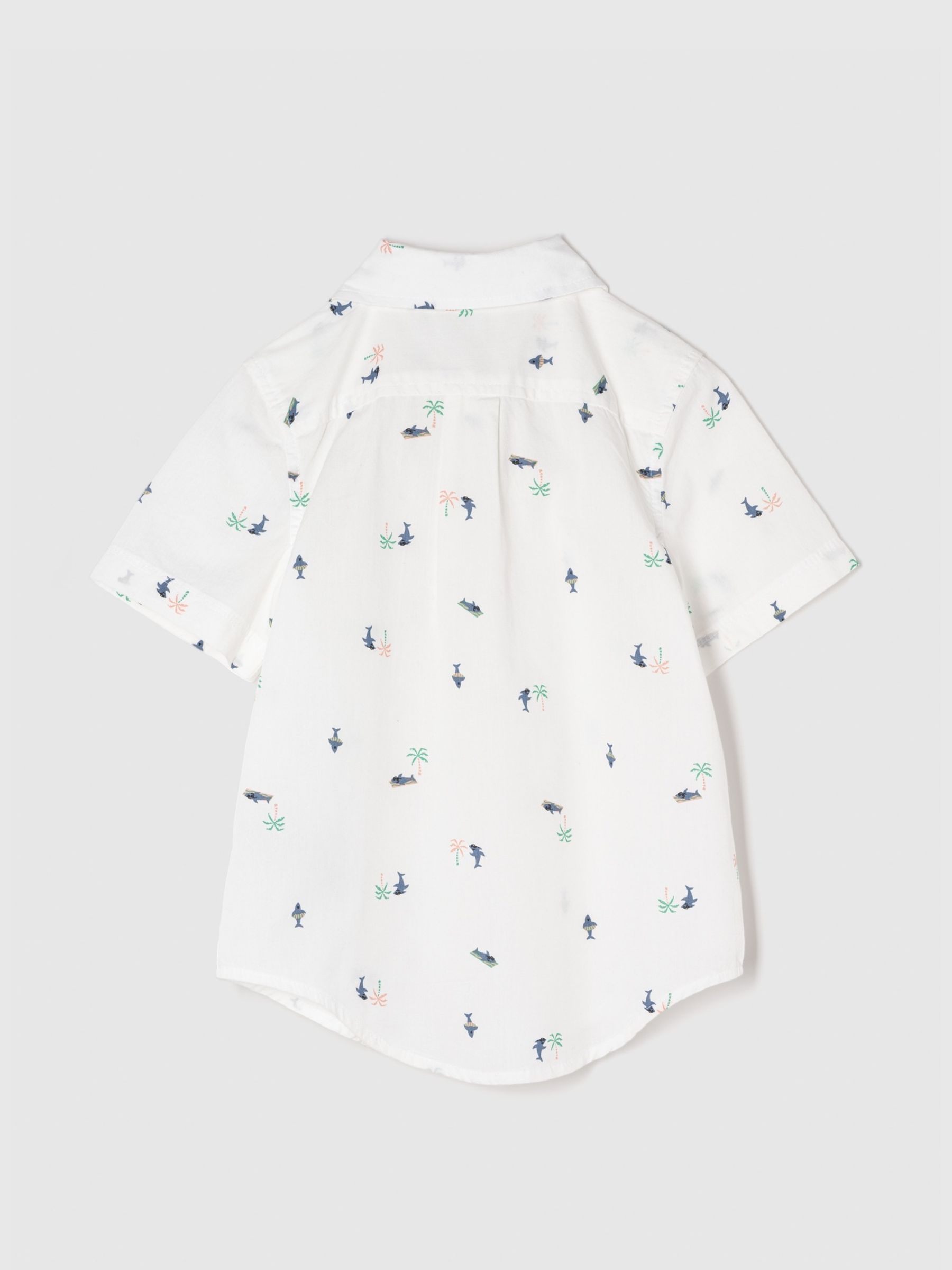 White Print Poplin Short Sleeve Shirt - Image 2 of 2