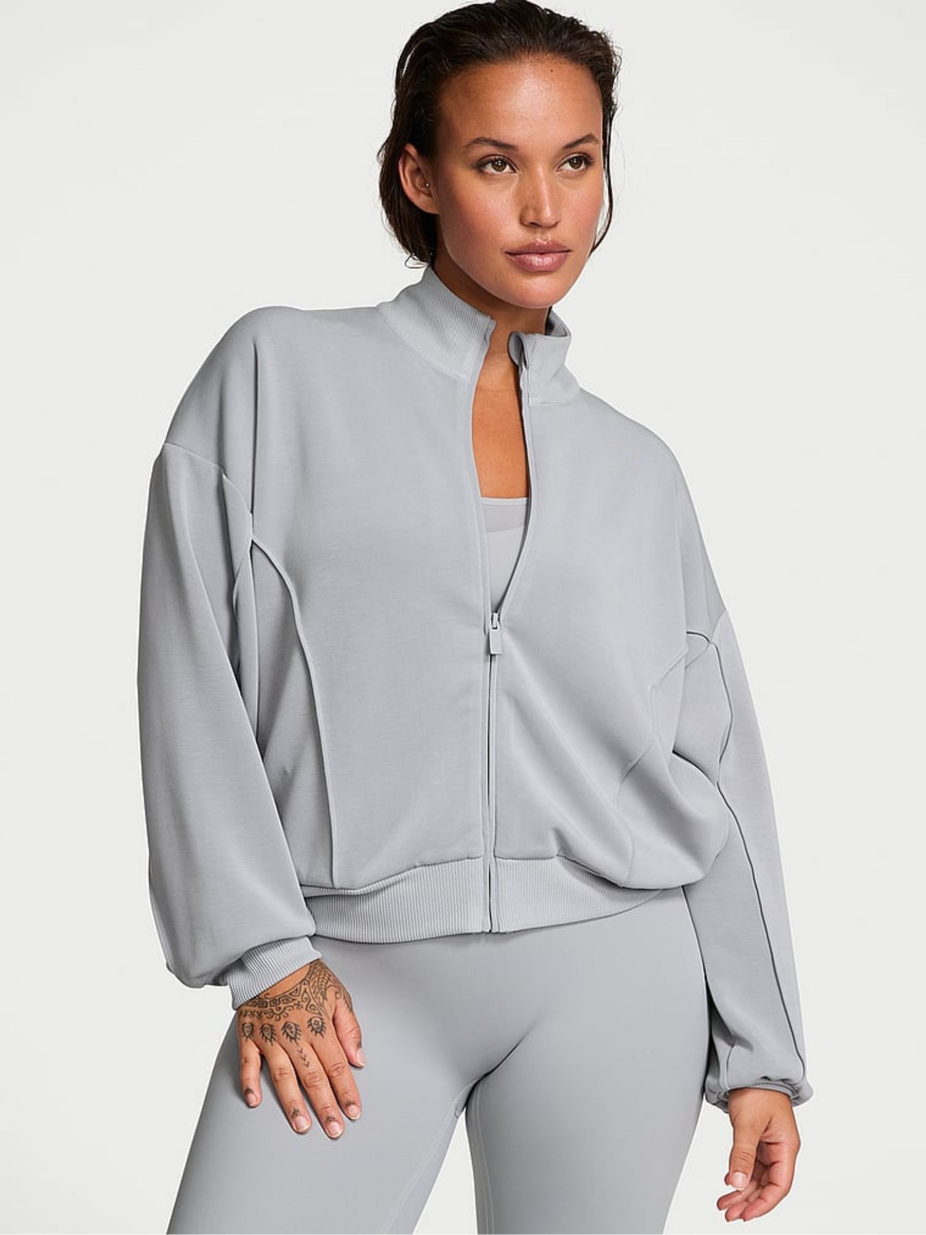 Starstruck Grey Featherweight Knit Full Zip Jacket - Image 1 of 3