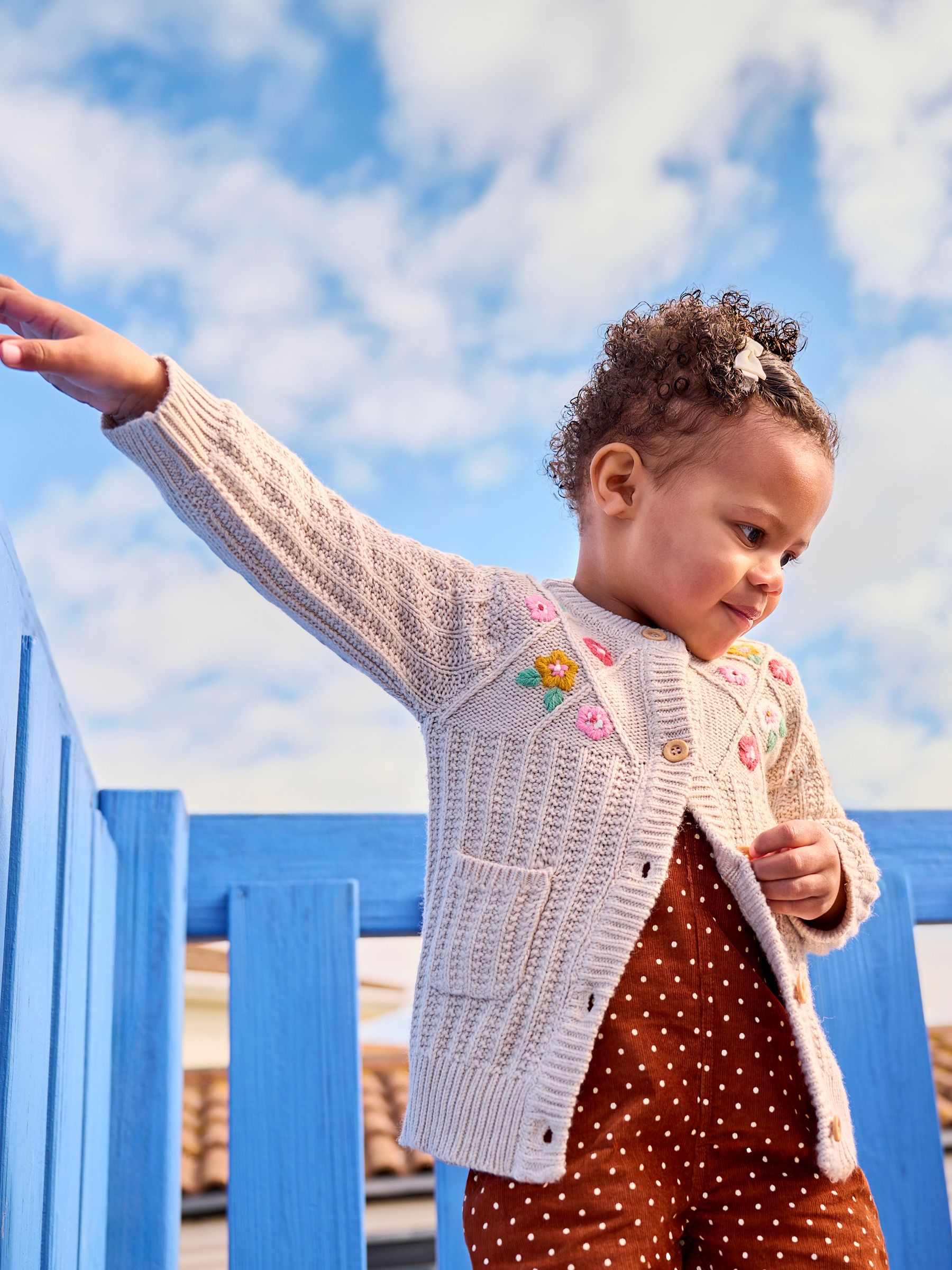 Natural Embroidered Cosy Cable Cardigan | JoJo Maman Bébé