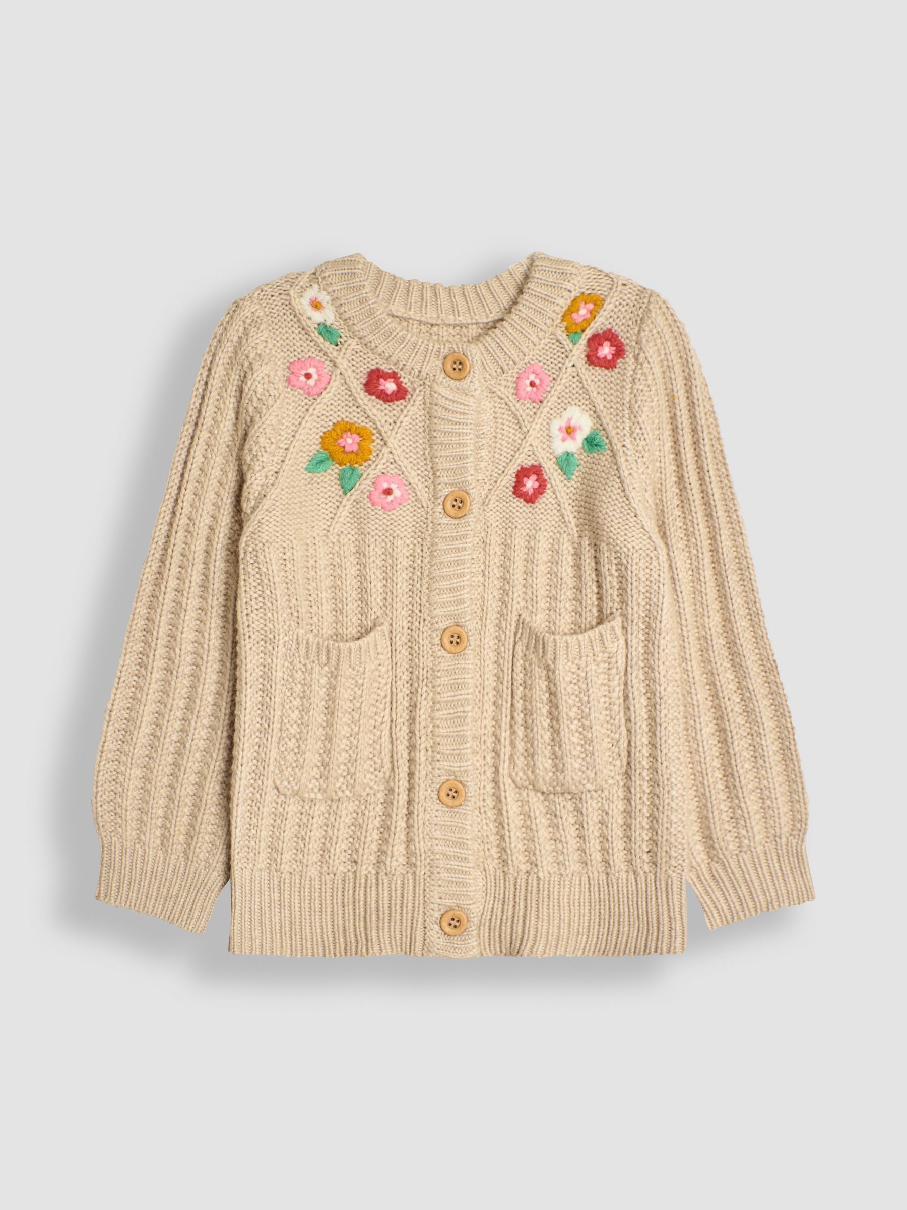 Natural Embroidered Cosy Cable Cardigan - Image 3 of 5