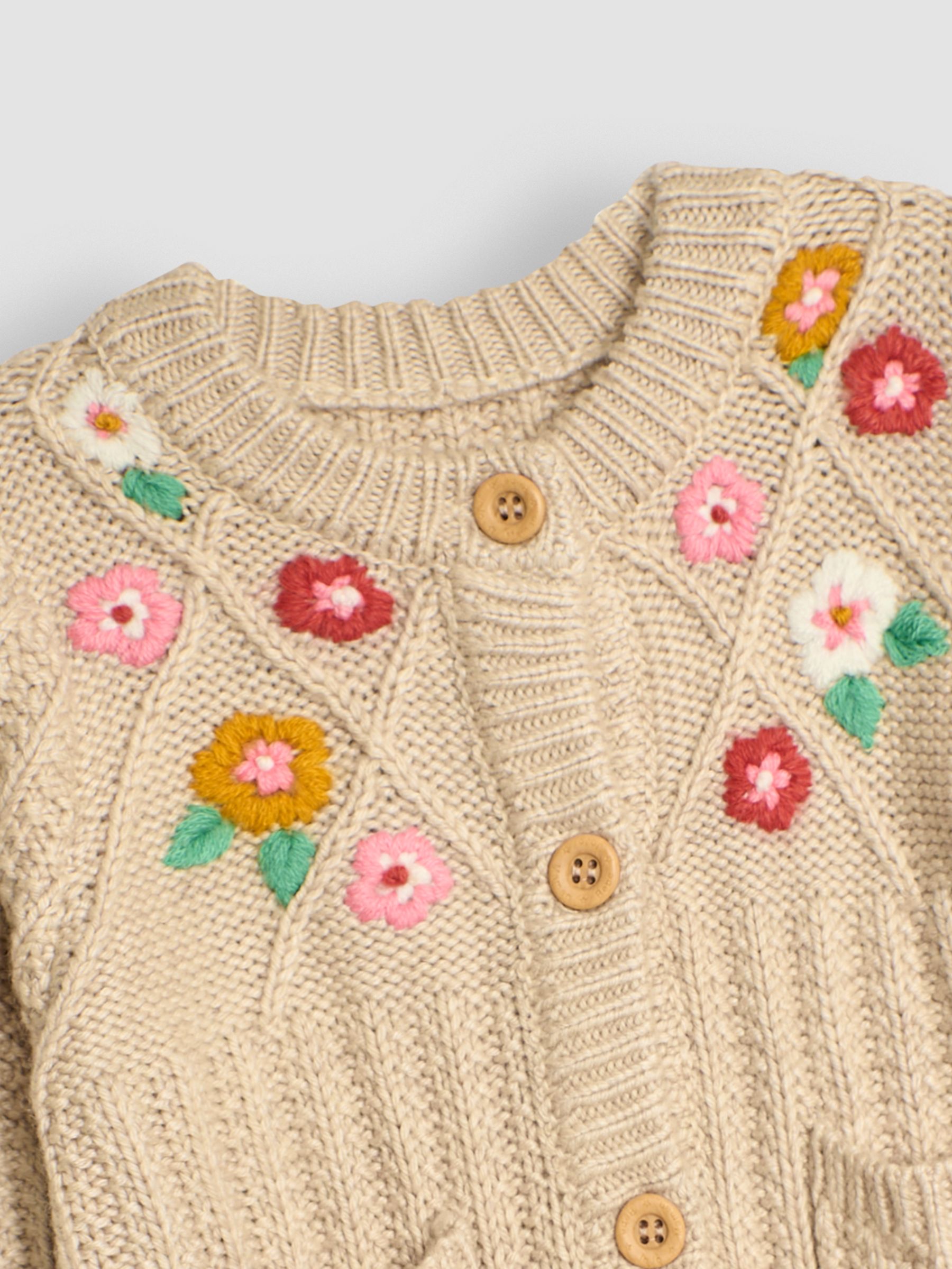 Natural Embroidered Cosy Cable Cardigan - Image 5 of 5