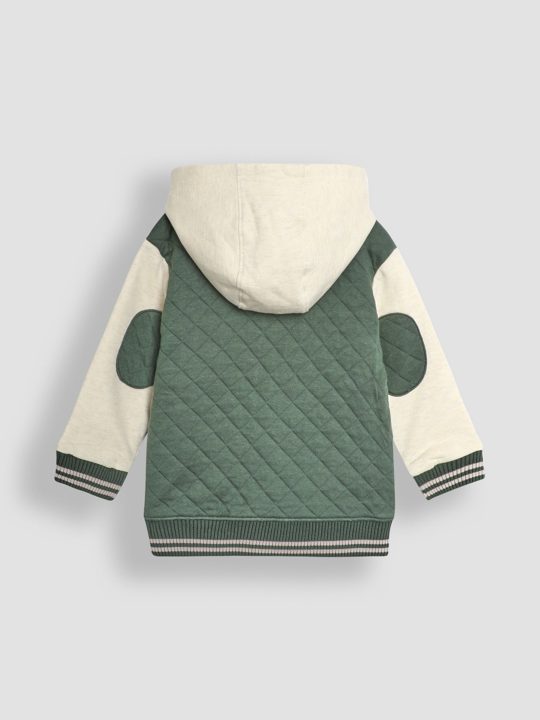 Khaki Green Fox Cotton Blend Hooded Bomber Jacket - Image 2 of 6