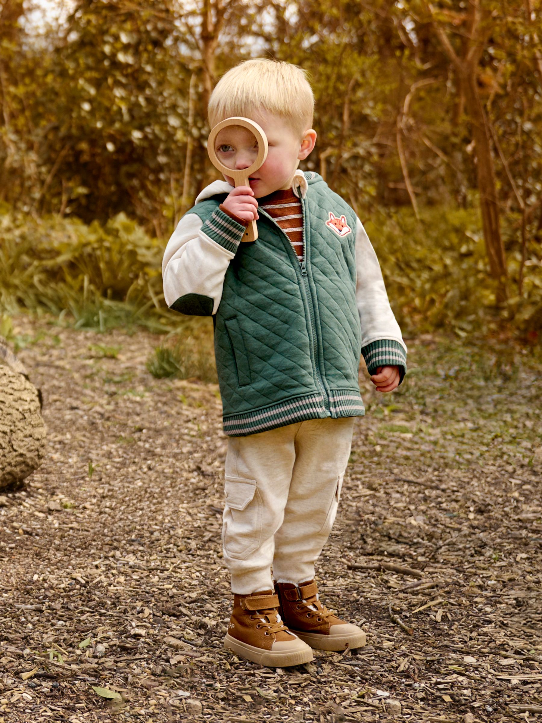 Khaki Green Fox Cotton Blend Hooded Bomber Jacket - Image 5 of 6