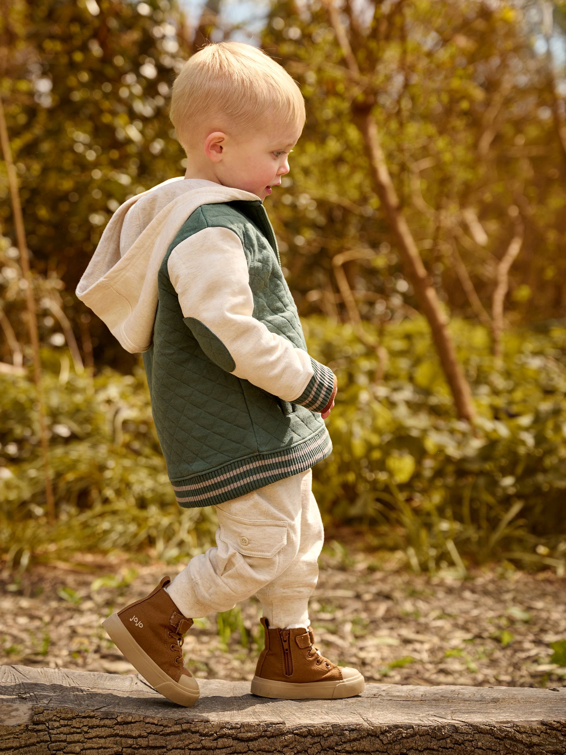 Khaki Green Fox Cotton Blend Hooded Bomber Jacket - Image 6 of 6