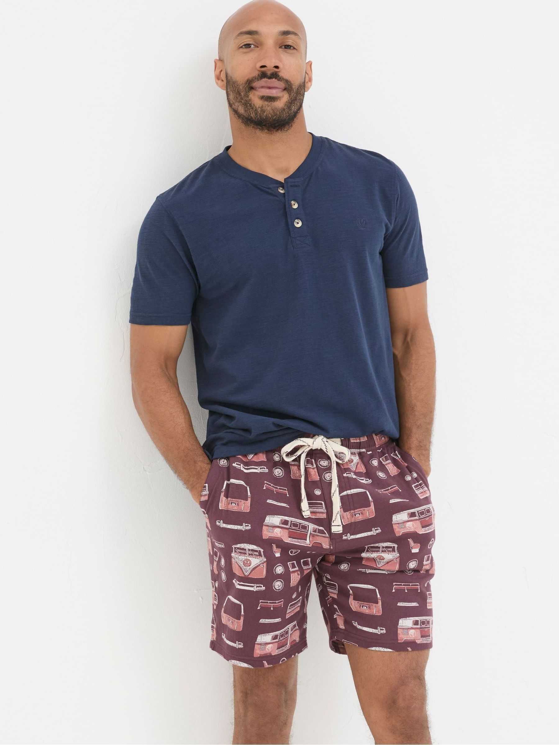 Dark Red VW Print PJ Shorts - Image 2 of 6