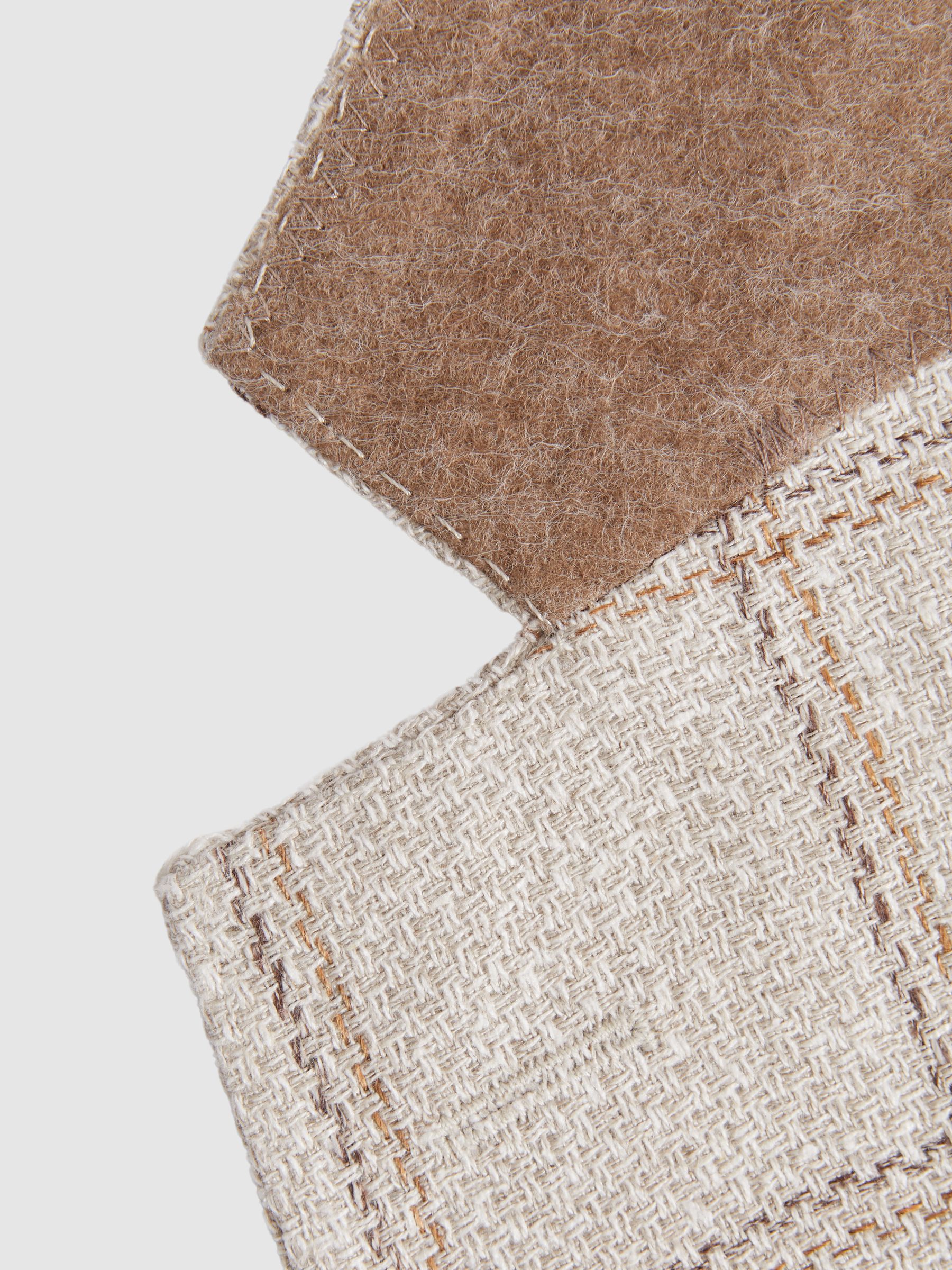 Oscar Jacobson Linen Blend Single Breasted Check Blazer in Cream - Image 6 of 6