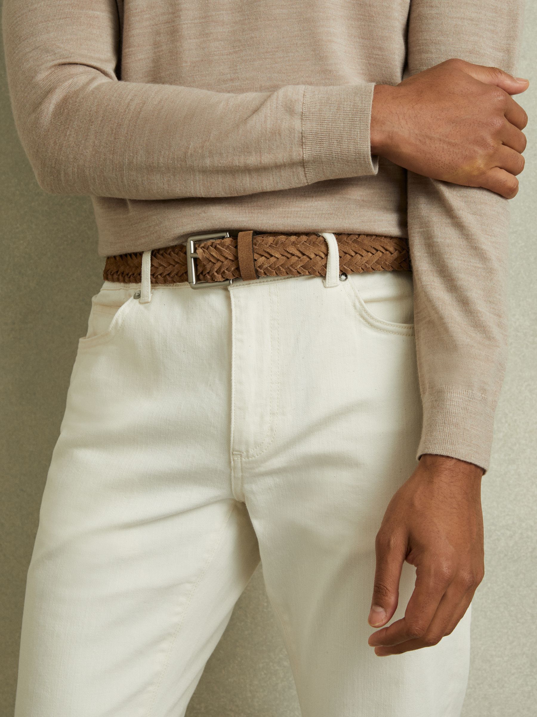 Suede Woven Belt in Stone - Image 2 of 4