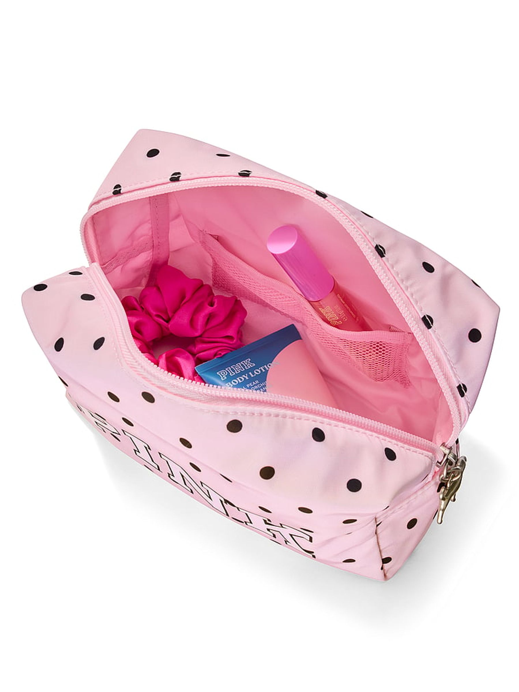 Pink Polka Dot Print Makeup Bag - Image 3 of 3