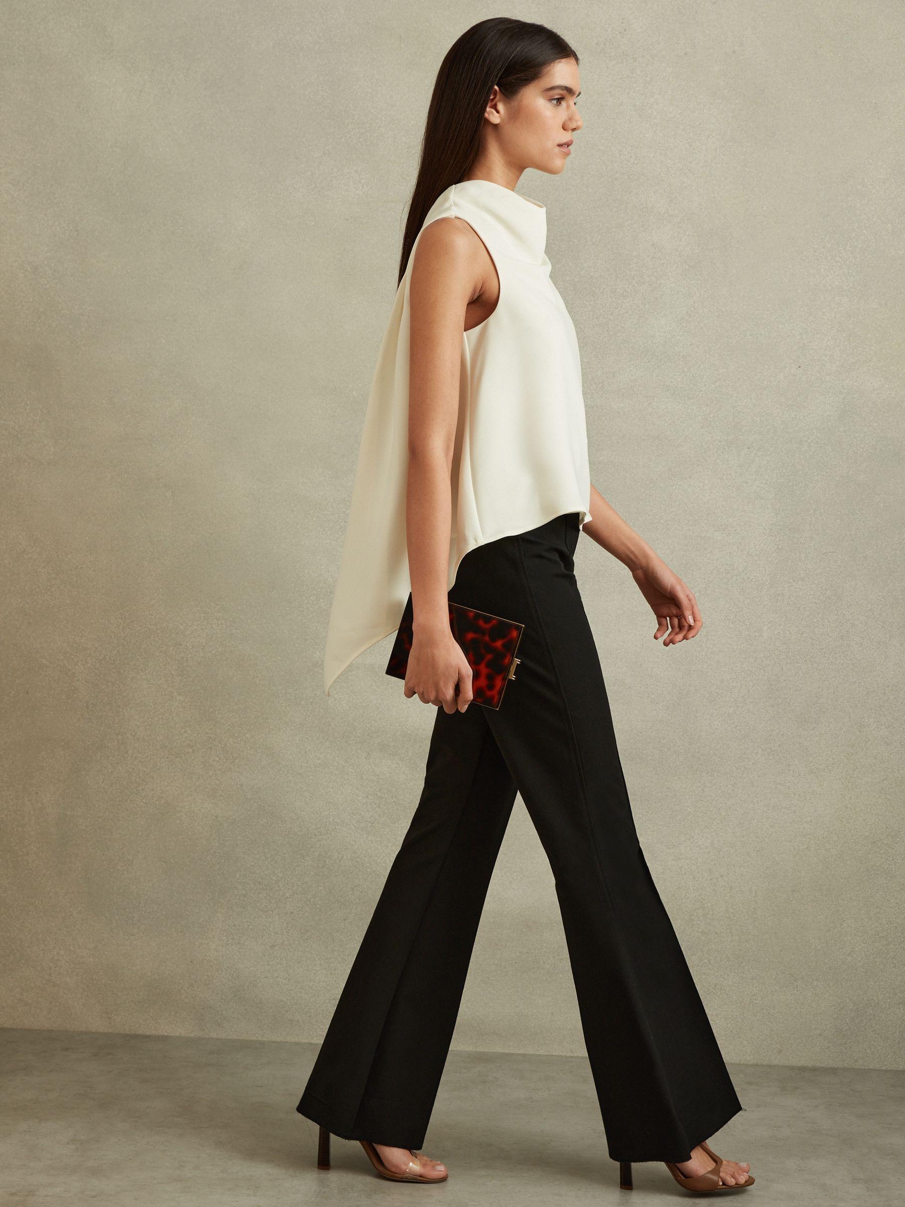 Split Back Cowl Neck Top in Ivory - Image 1 of 6 Split Back Cowl Neck Top in Ivory - Image 1 of 6