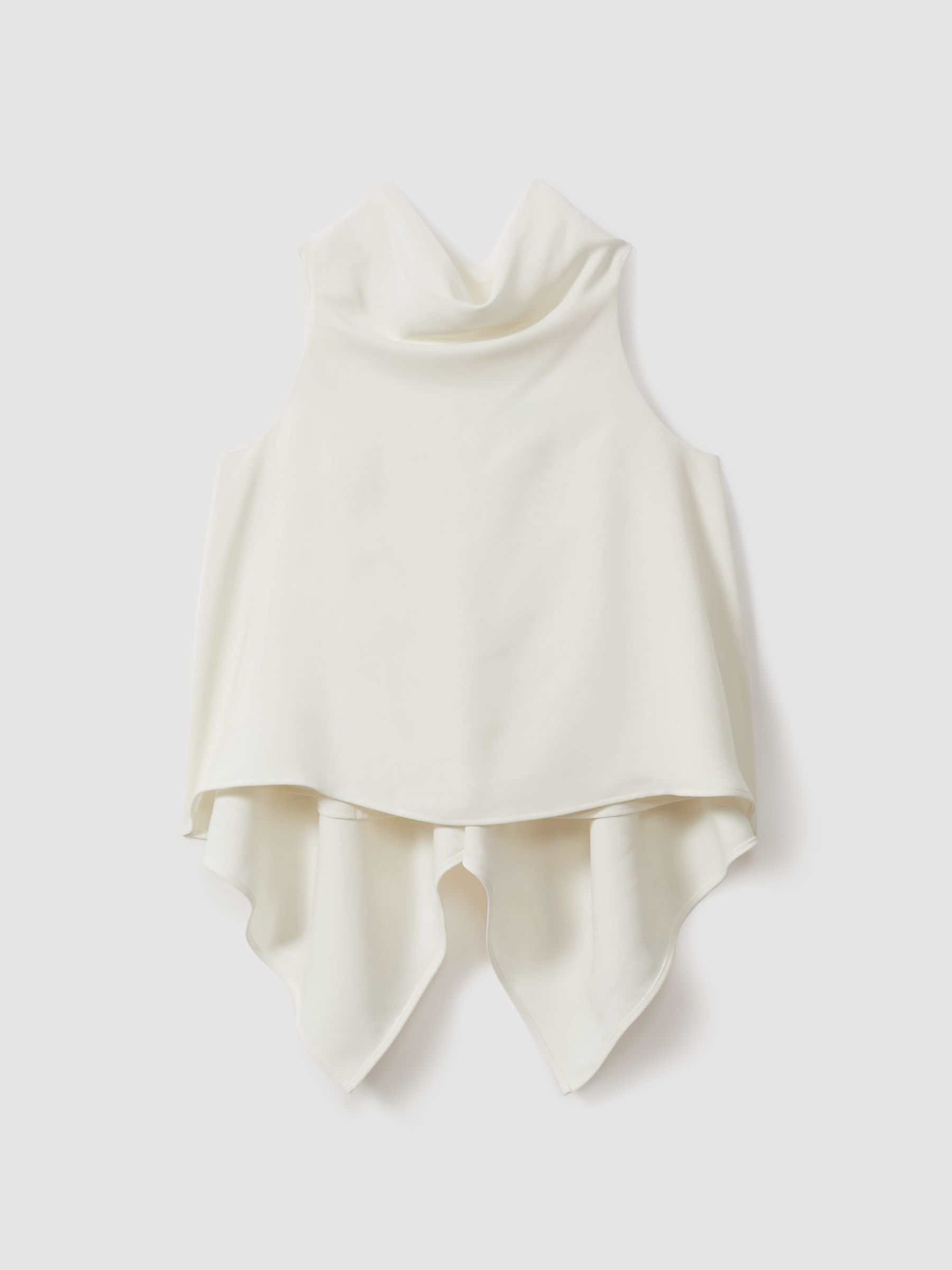 Split Back Cowl Neck Top in Ivory - Image 2 of 6