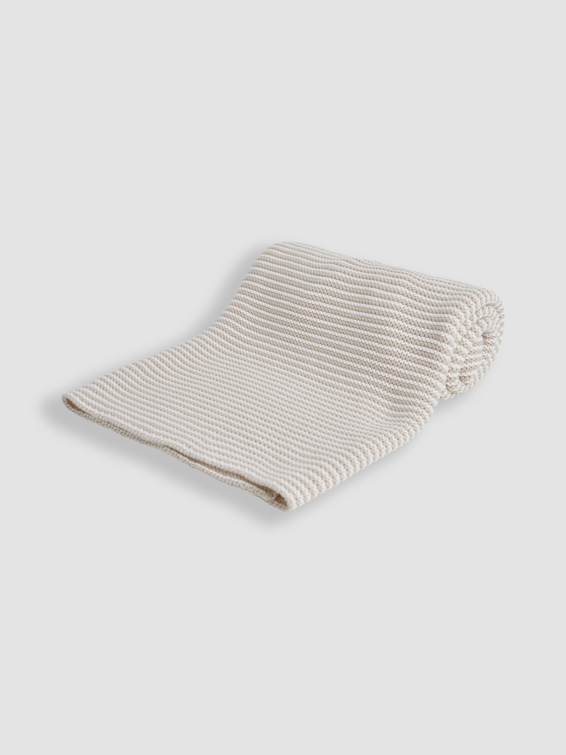 Knitted Stripe Blanket Grey - Image 2 of 4