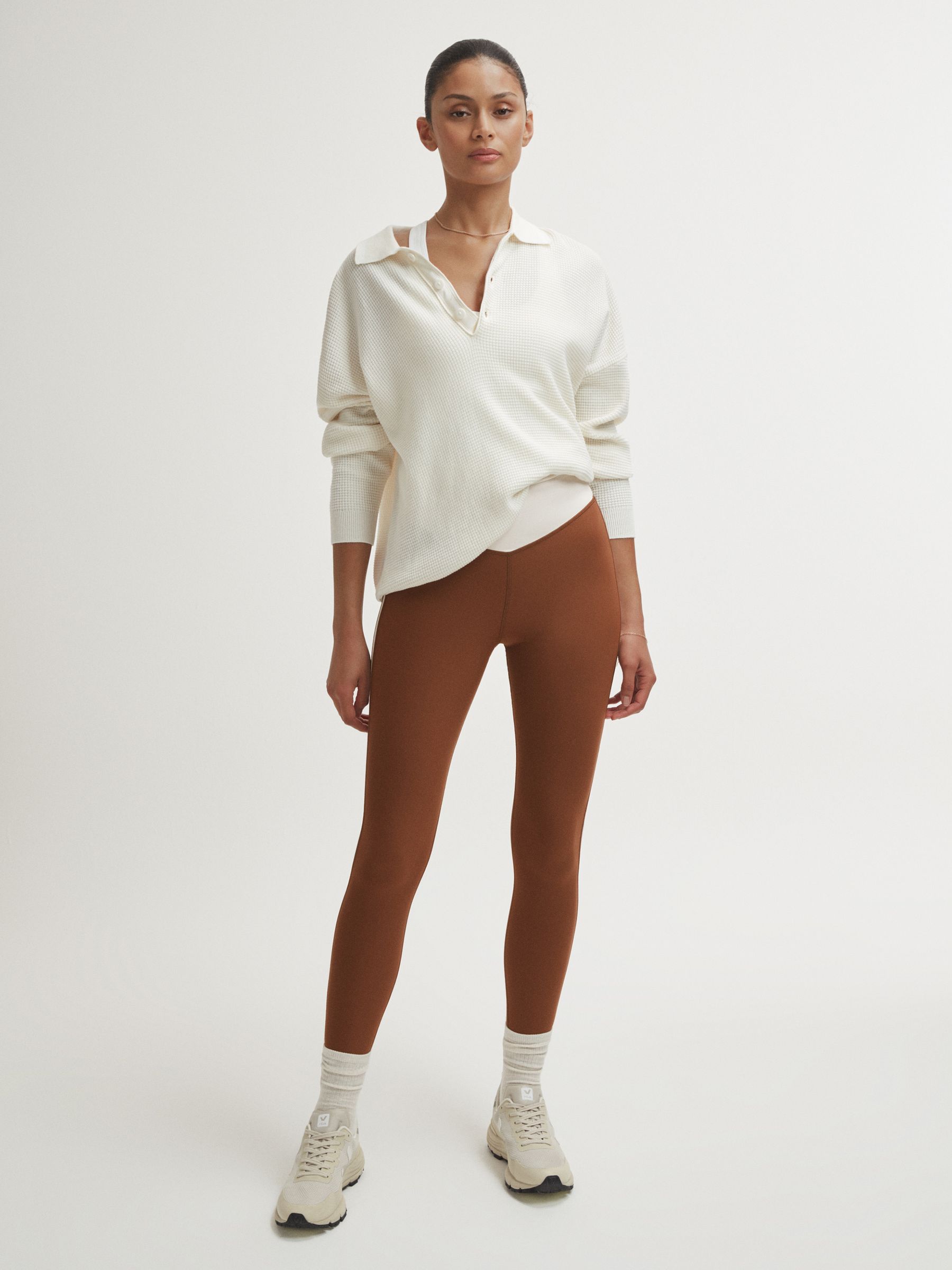 The Upside High Rise Colourblock Leggings in Chestnut - Image 3 of 6