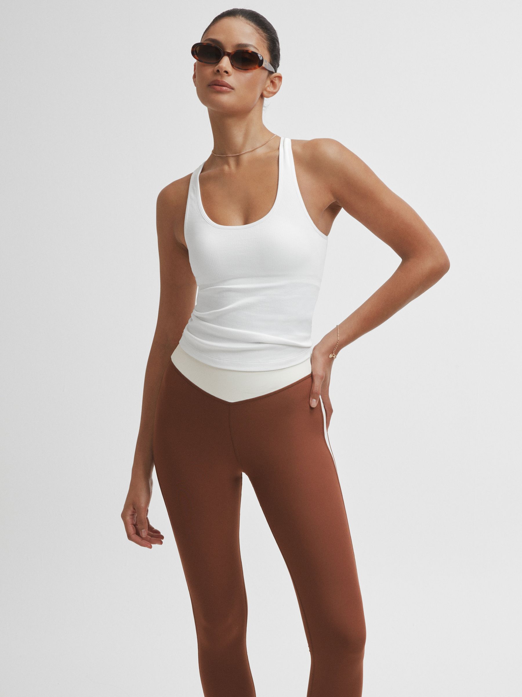 The Upside High Rise Colourblock Leggings in Chestnut - Image 5 of 6