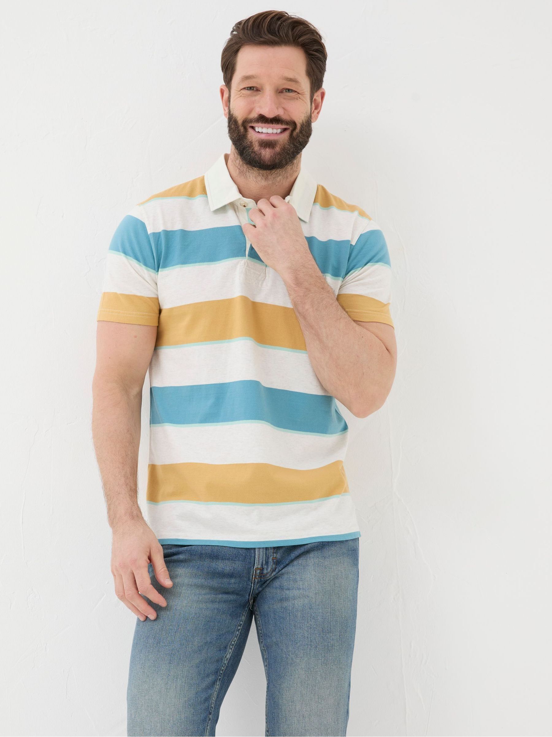 Hastings Yellow Stripe Polo Shirt - Image 1 of 6 Hastings Yellow Stripe Polo Shirt - Image 1 of 6