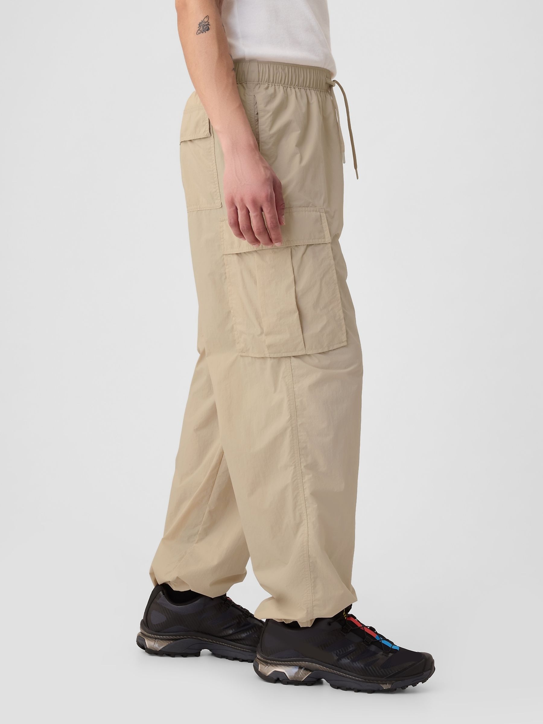 Beige Nylon Cargo Trousers - Image 3 of 4