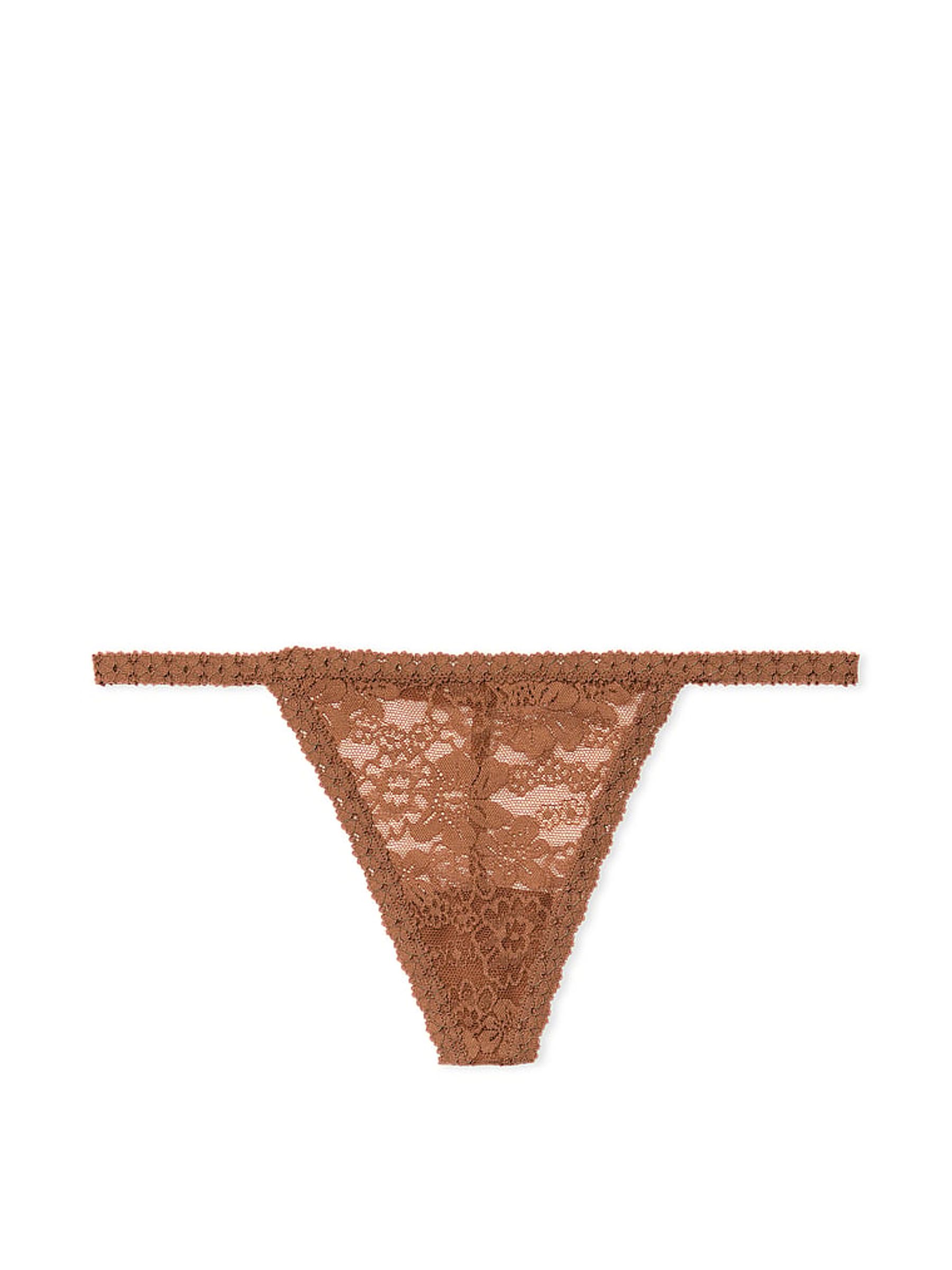 Caramel Nude G String Floral Lace Knickers - Image 4 of 4