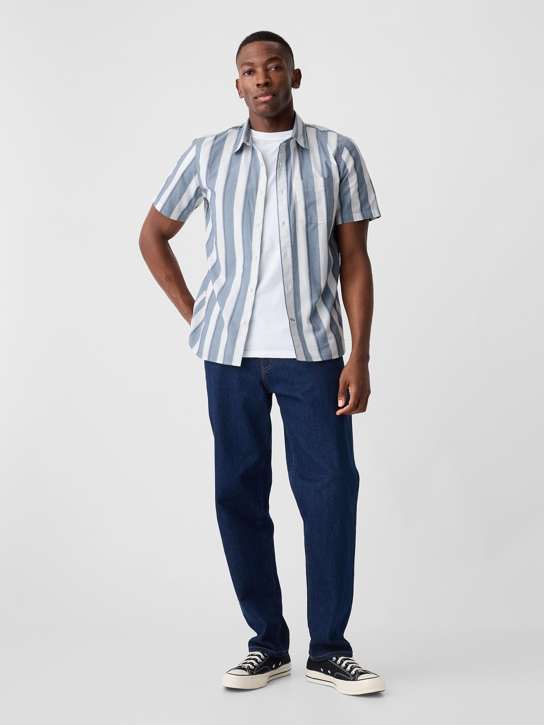 Blue Stretch Shirt in Standard Fit - Image 1 of 4