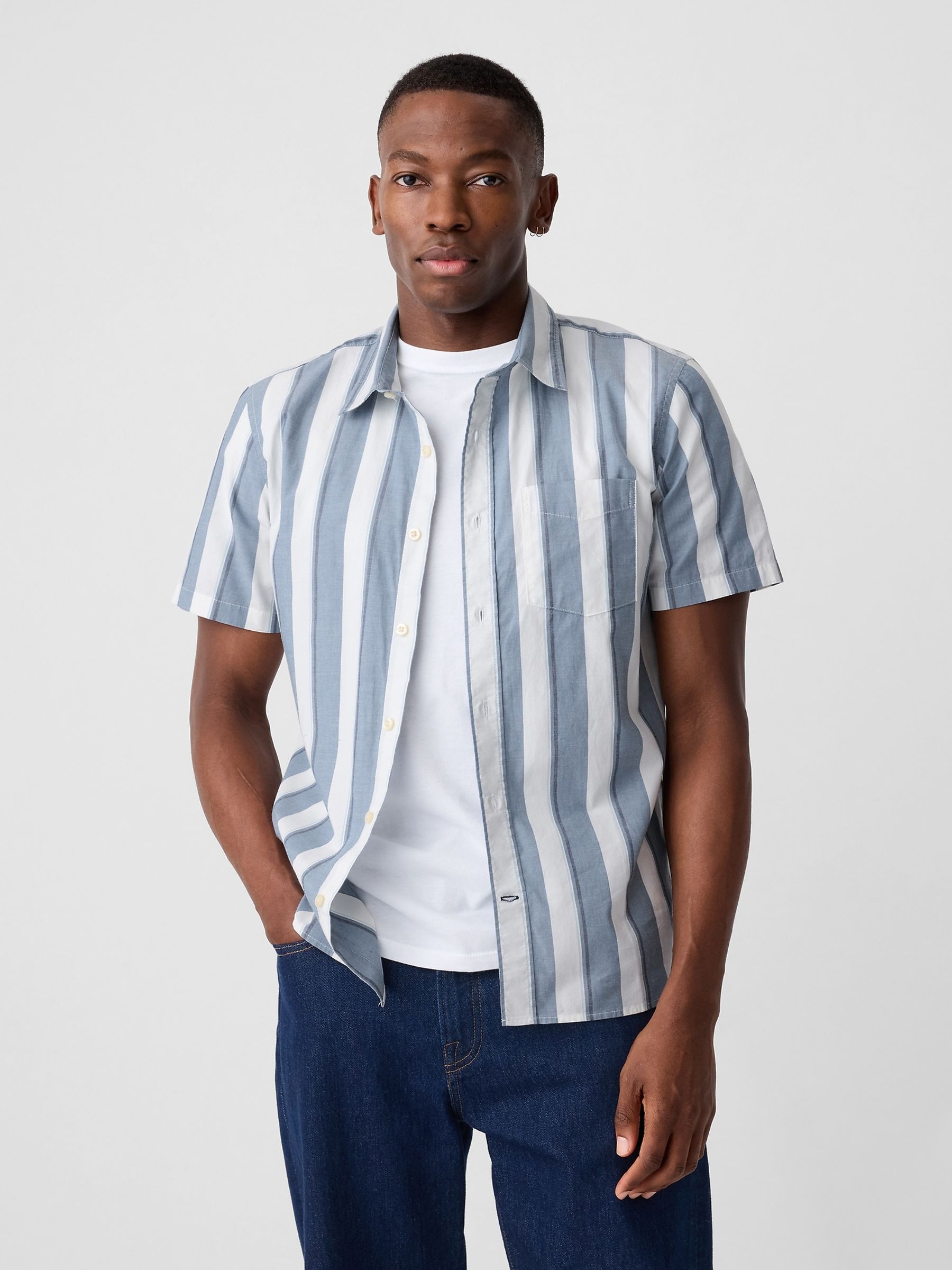 Blue Stretch Shirt in Standard Fit - Image 3 of 4