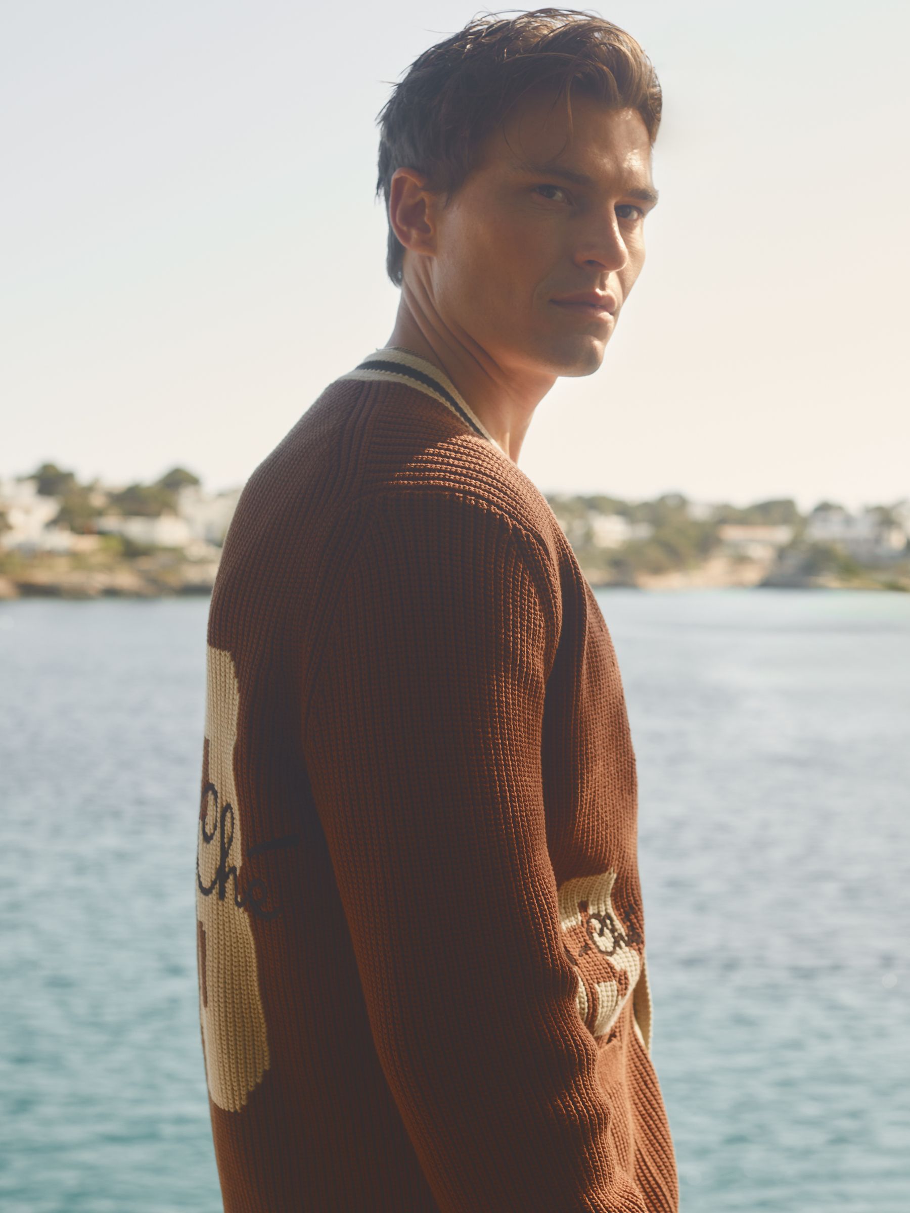Push Tobacco Brown Ché Embroidered Varsity Cardigan - Image 1 of 5