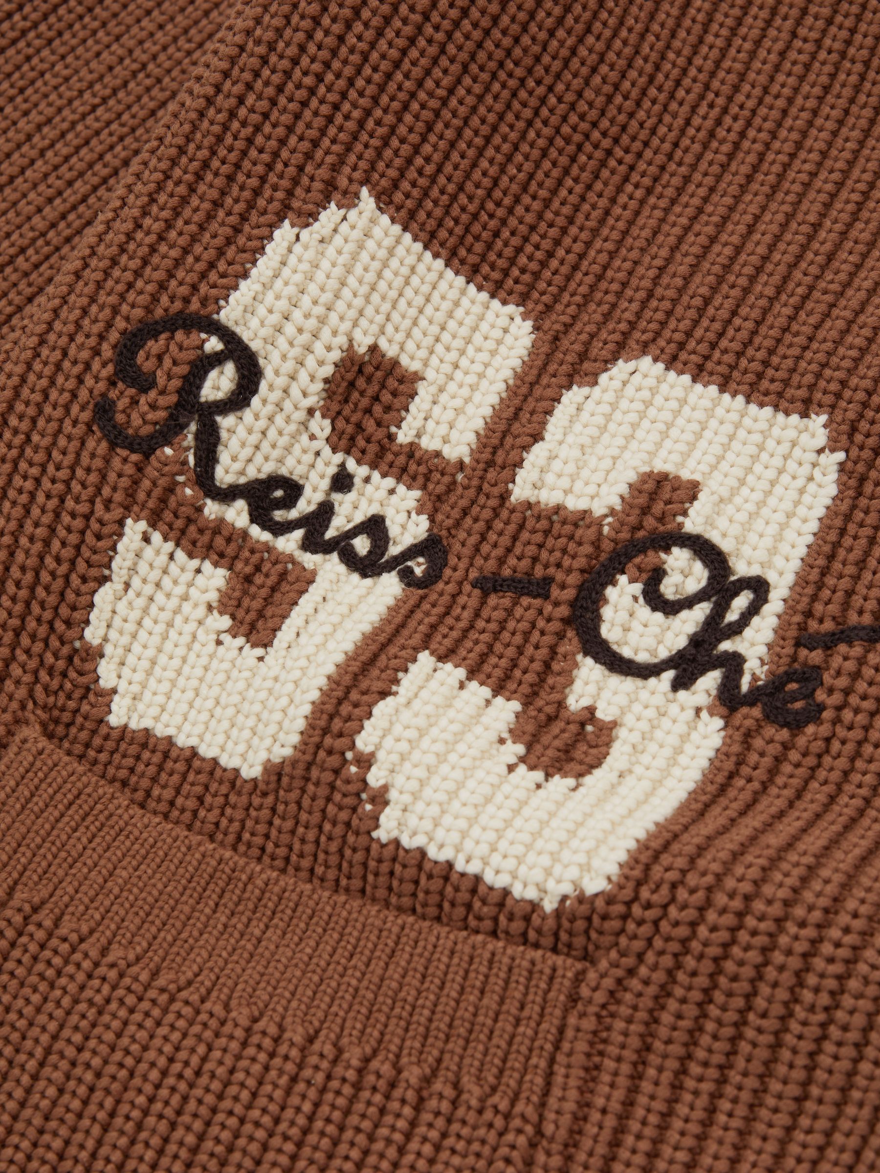 Push Tobacco Brown Ché Embroidered Varsity Cardigan - Image 4 of 5