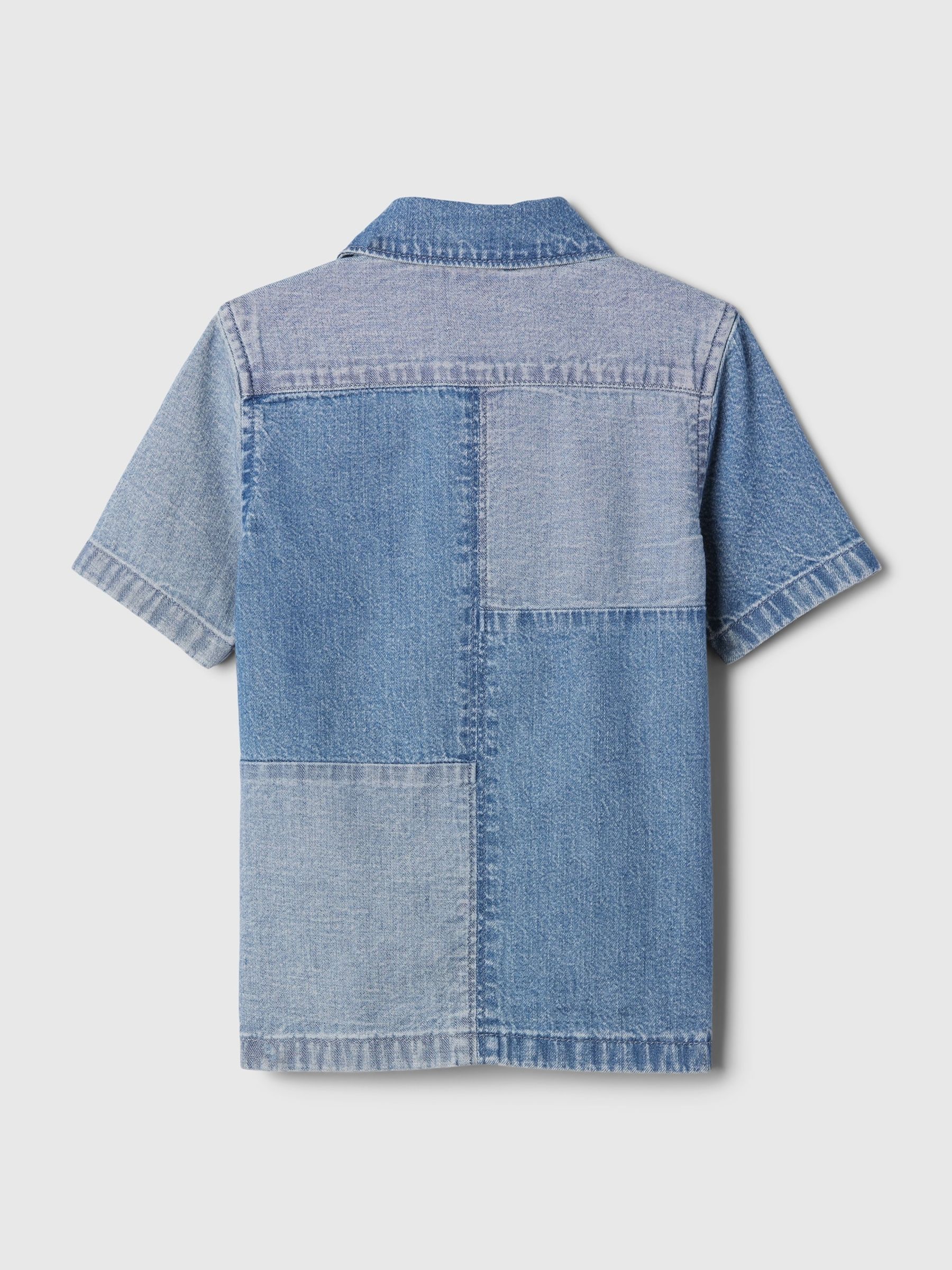 Blue Cotton Brannan Bear Patchwork Denim Baby Shirt (6mths-5yrs) - Image 2 of 4