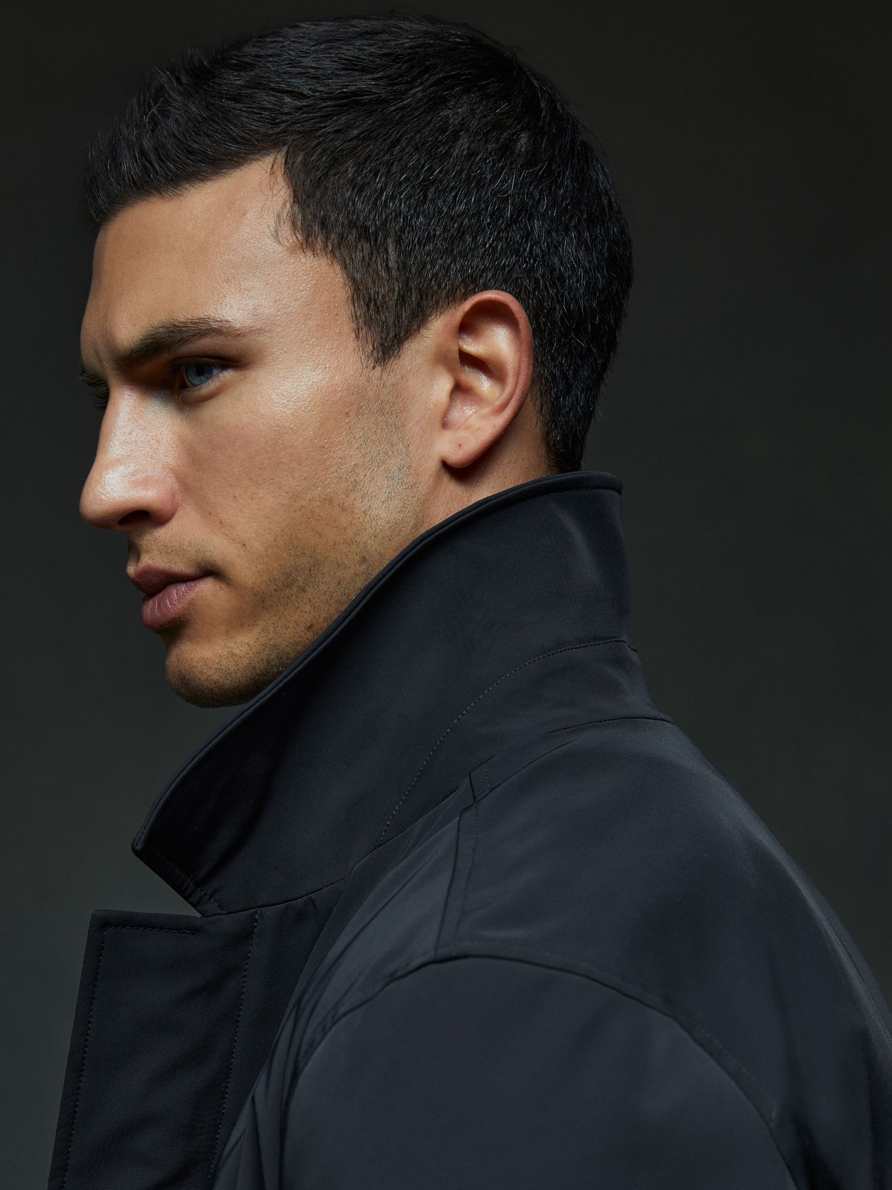 Elasticated Hem Harrington Jacket in Navy - Image 3 of 5