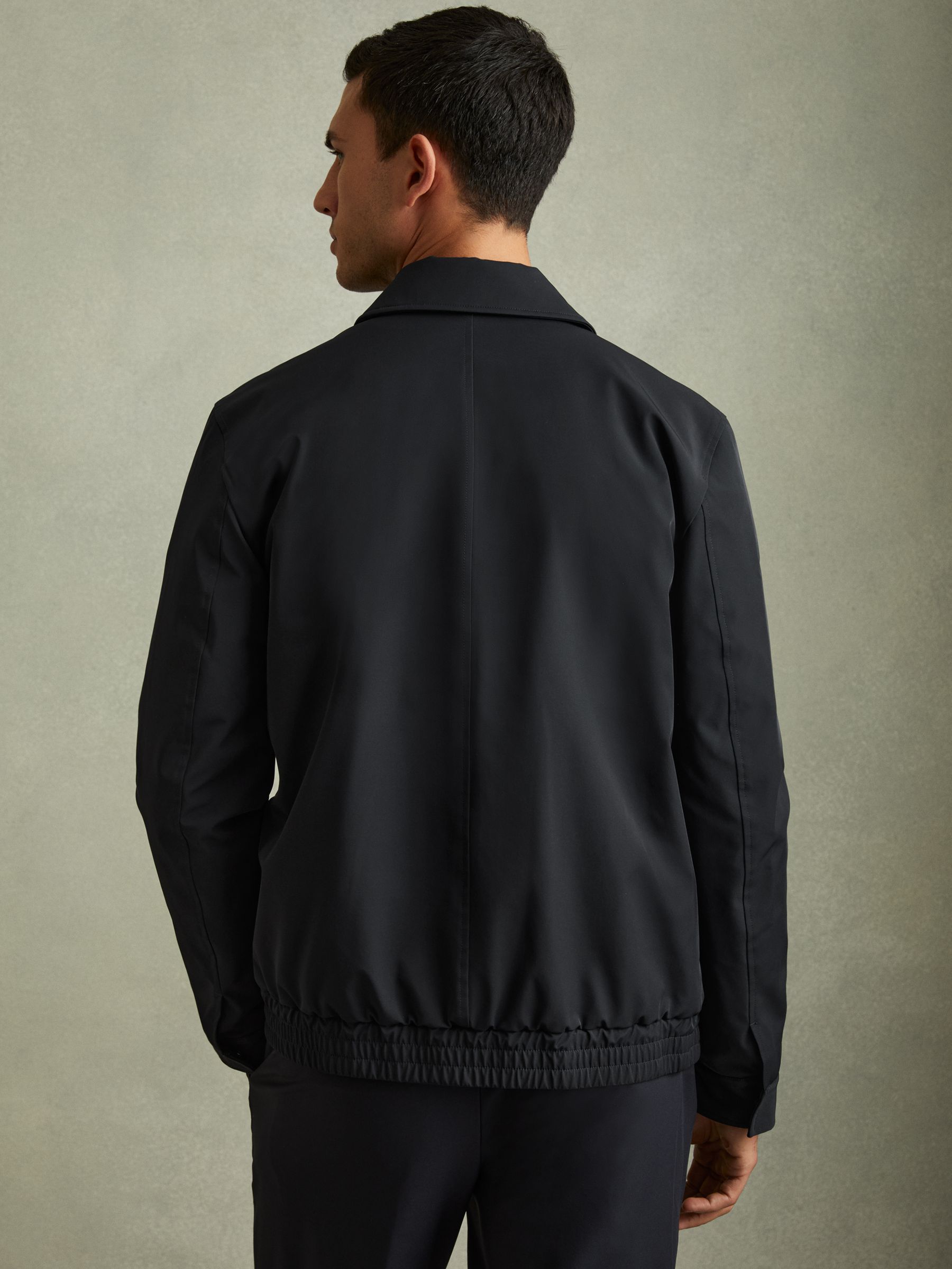 Elasticated Hem Harrington Jacket in Navy - Image 4 of 5