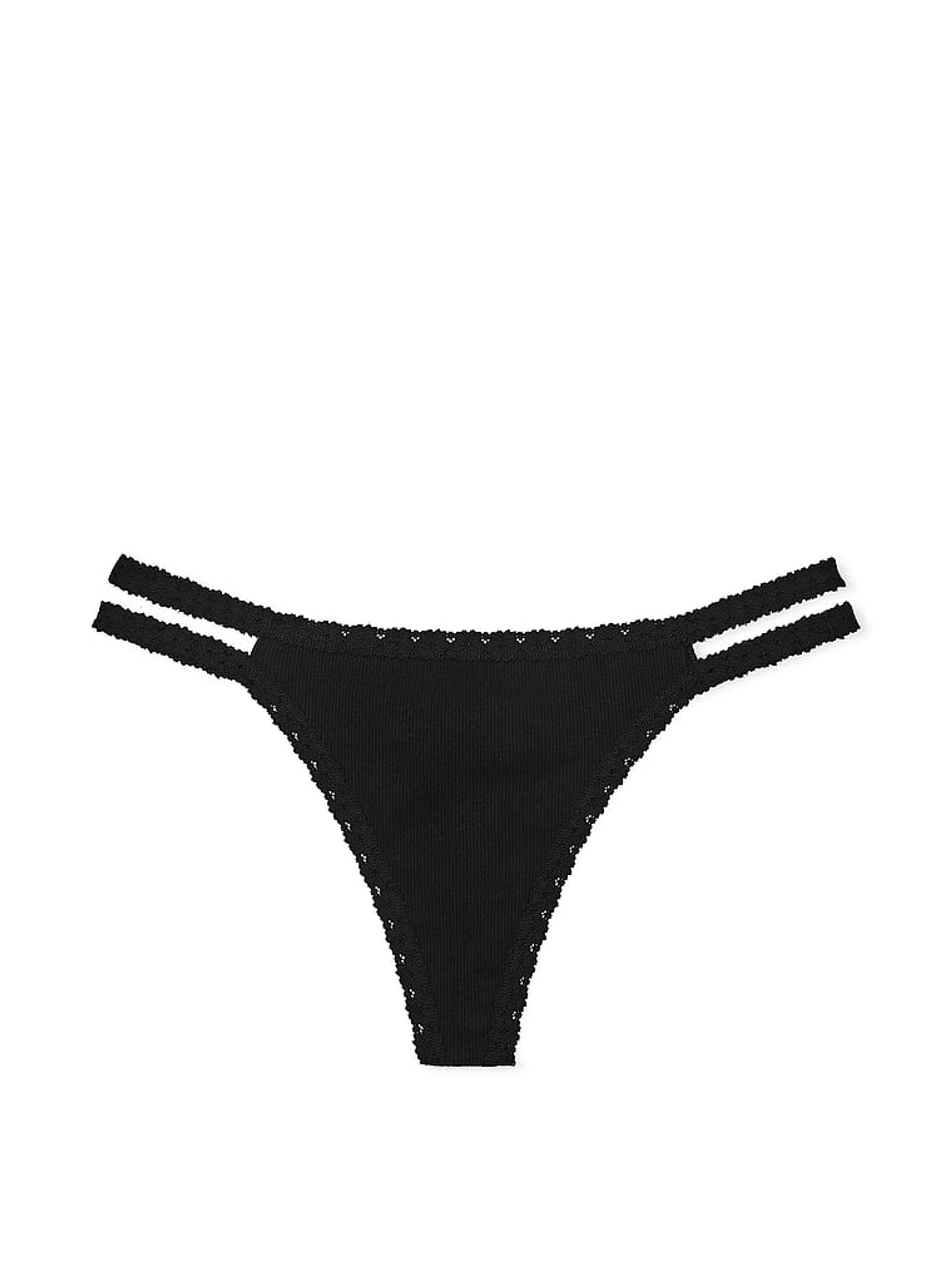 Black Thong Floral Lace Knickers - Image 3 of 3