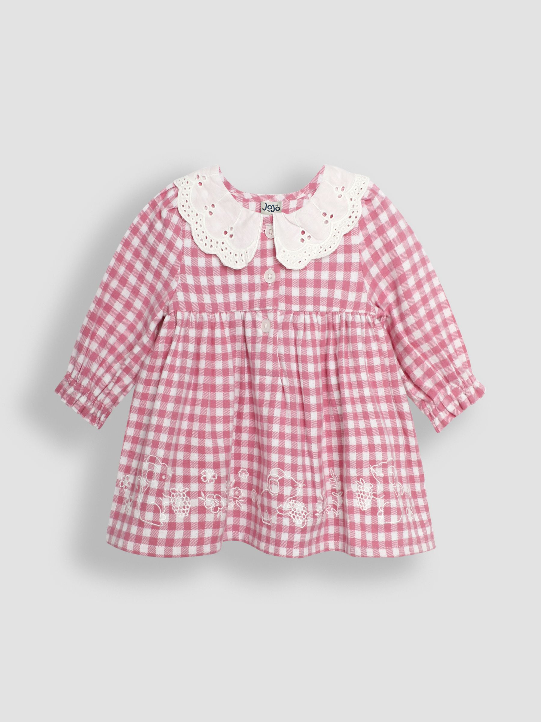 Pink Mouse Embroidered Gingham Baby Dress & Tights Set - Image 1 of 5