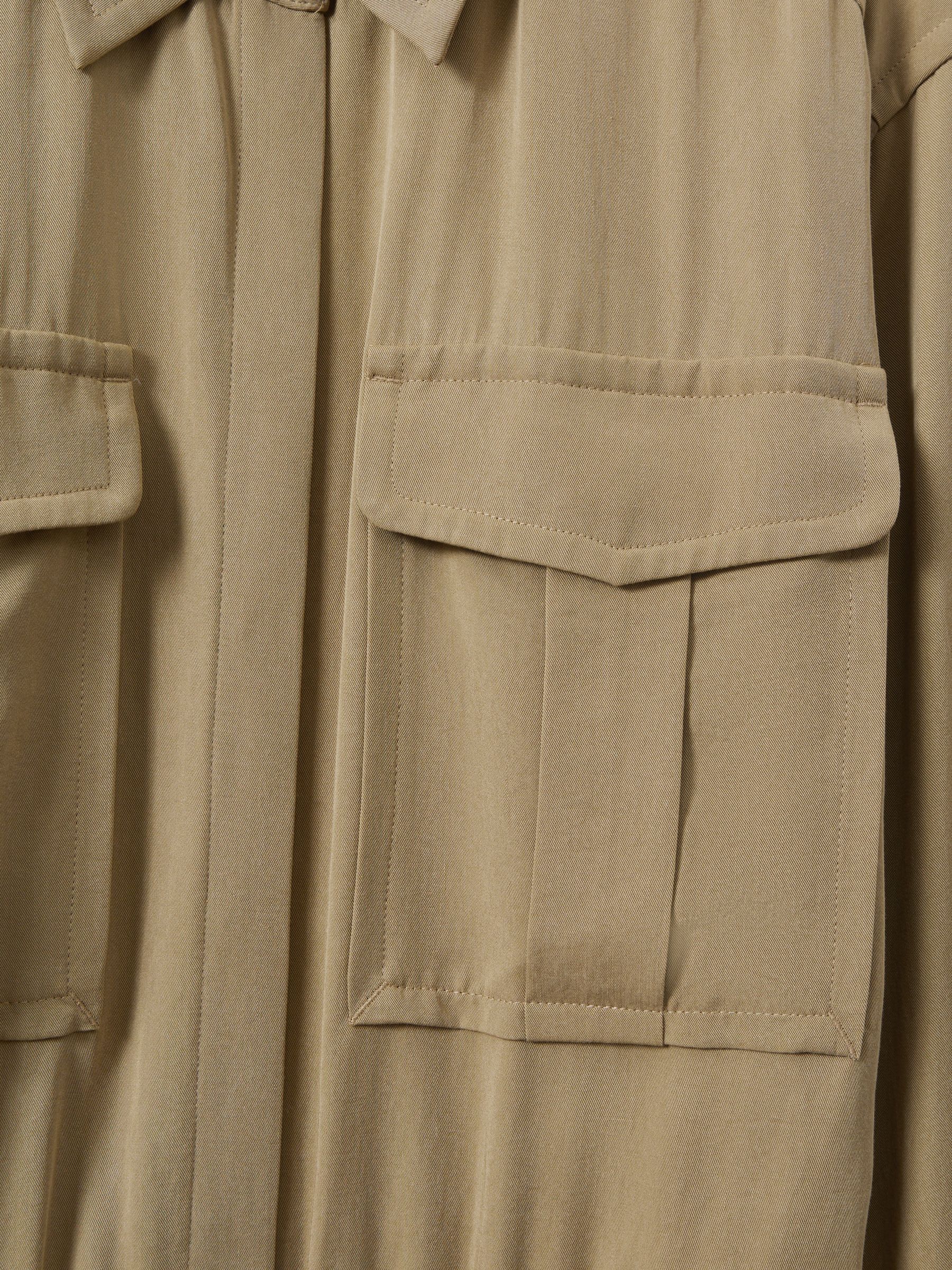 Petite Lyocell Wide Leg Jumpsuit in Khaki - Image 6 of 7
