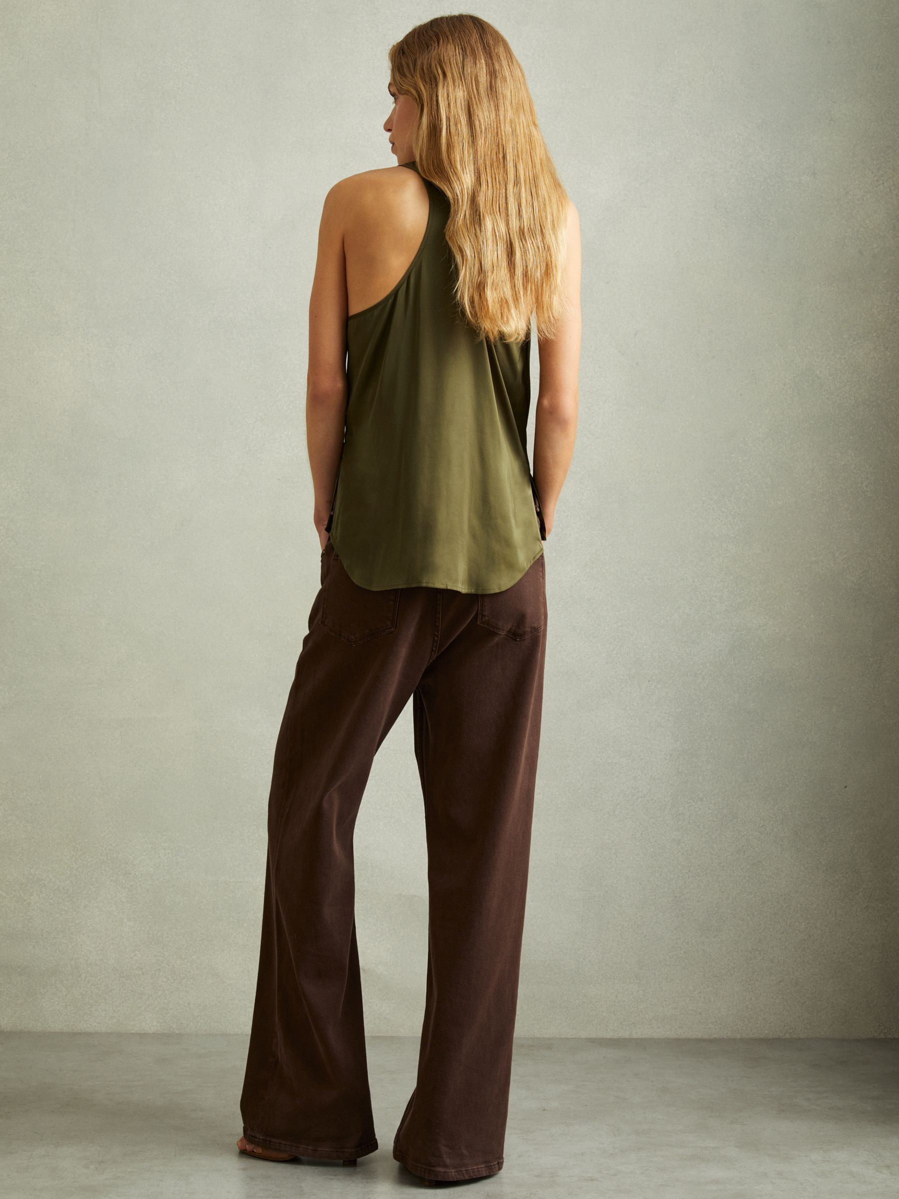 Scoop Neck Vest in Khaki - Image 4 of 5