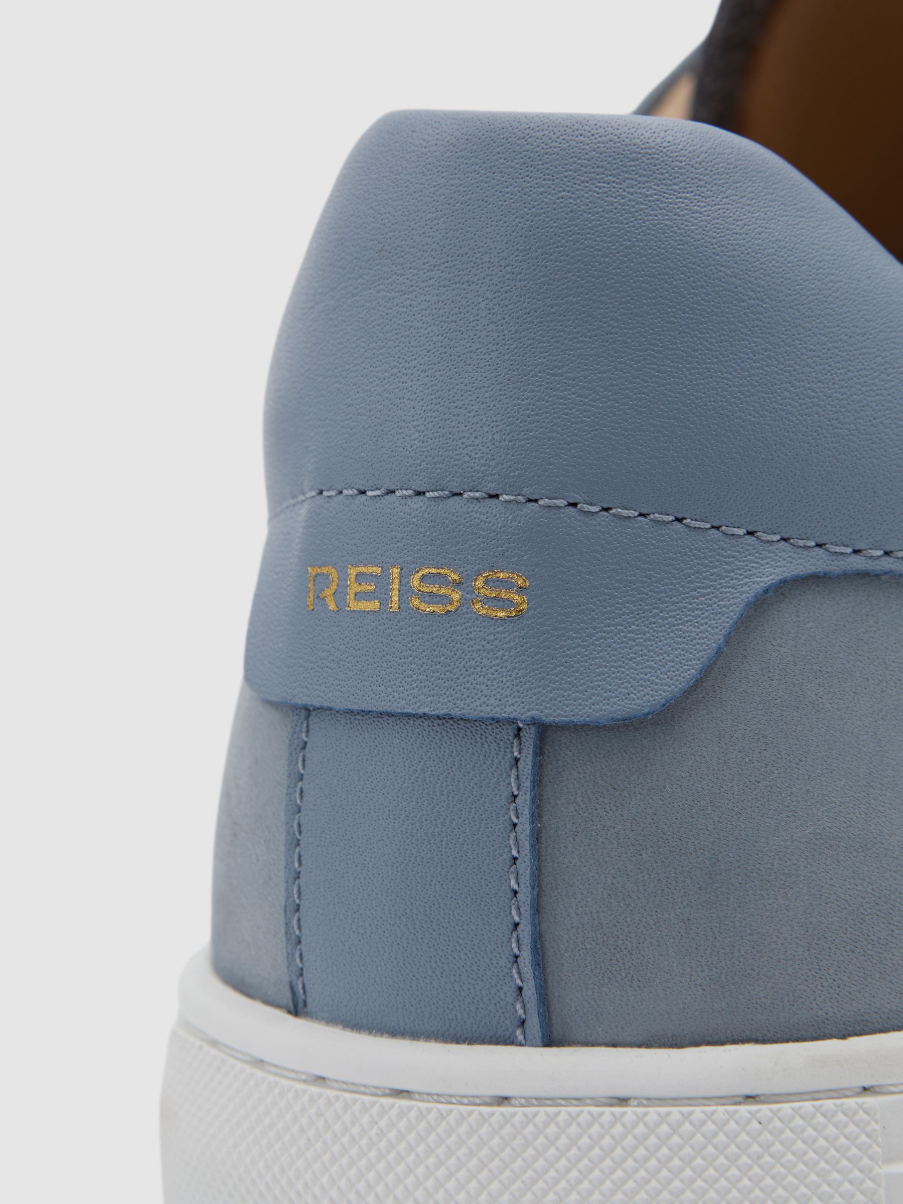 Nubuck Leather Low Top Trainers in Sky Blue - Image 4 of 5